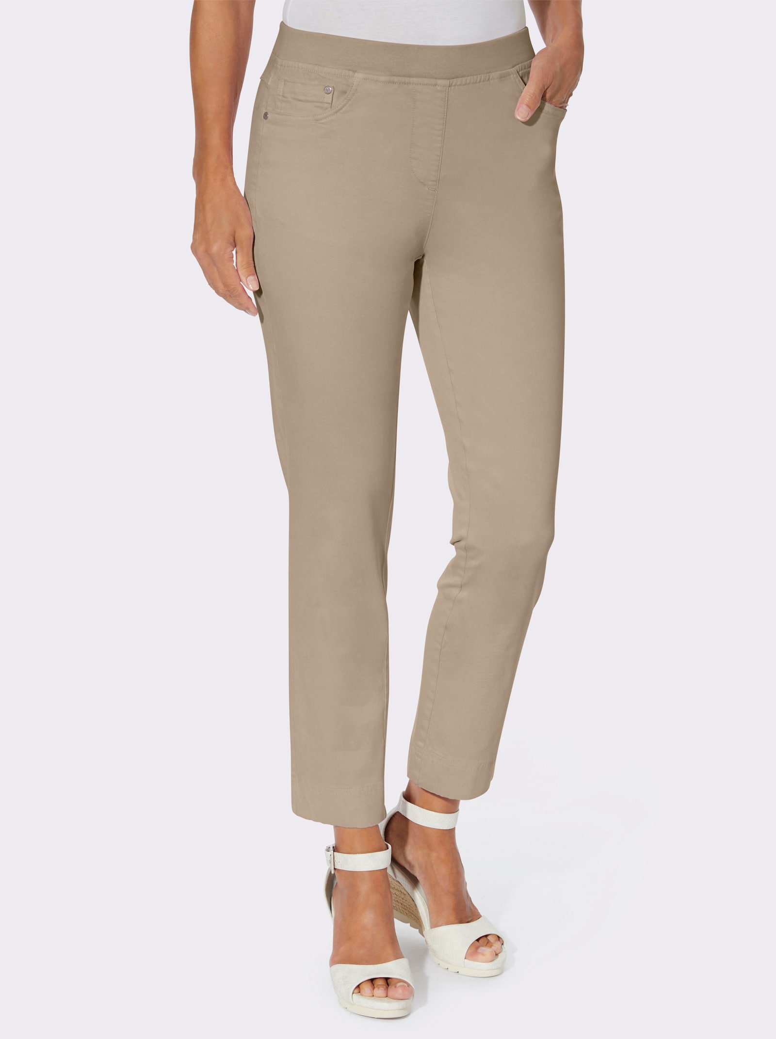 7/8-Jeans mit Jersey-Bund in softer Qualität - beige