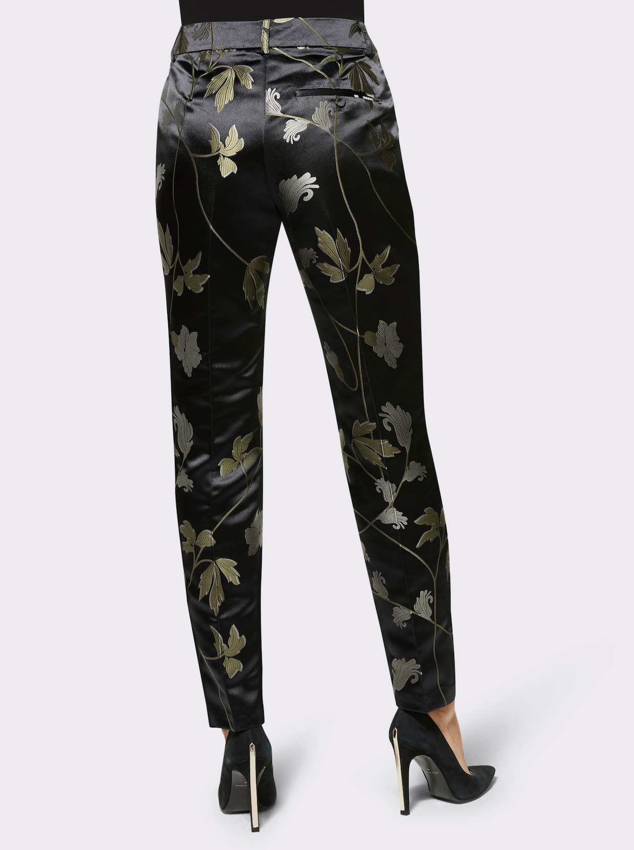 pantalon plissé - noir-kaki à motifs