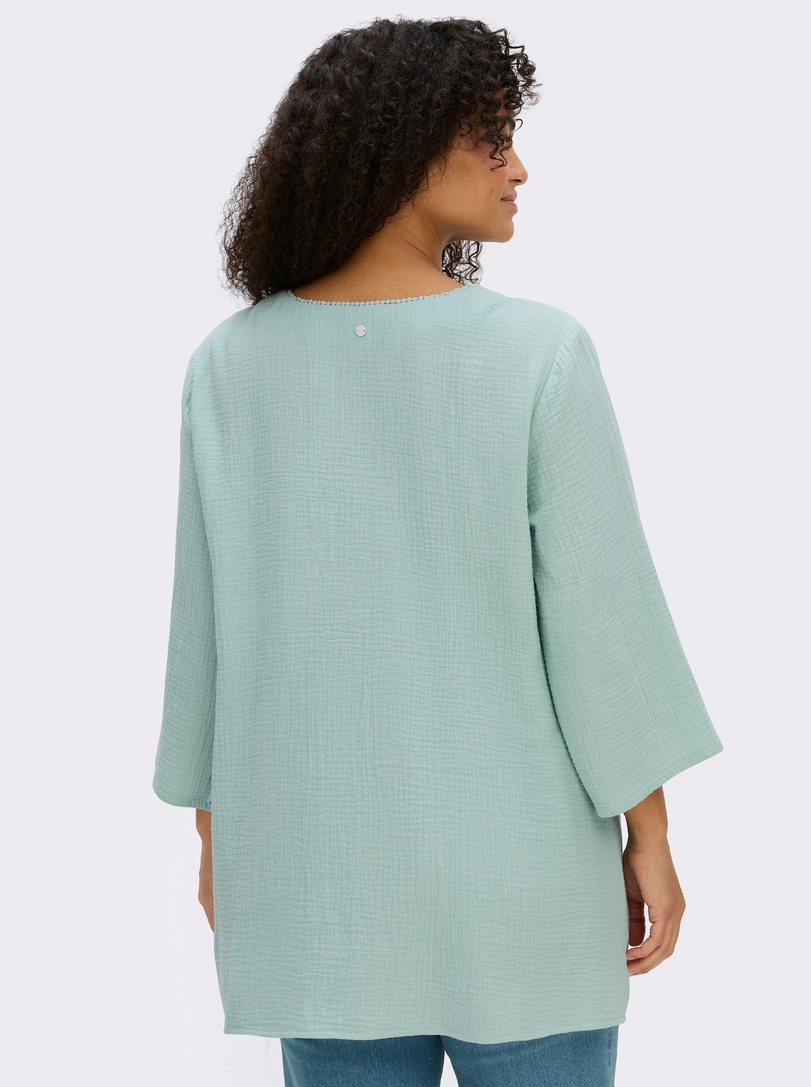 sheego Tunika aus Musselin, in A-Linie - kalkmint