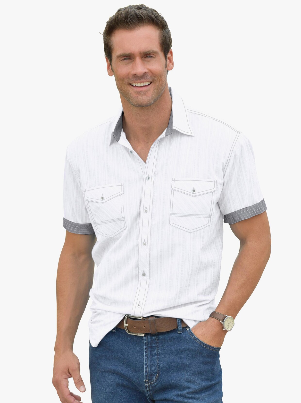 Marco Donati Košile s krátkým rukávem - bílá