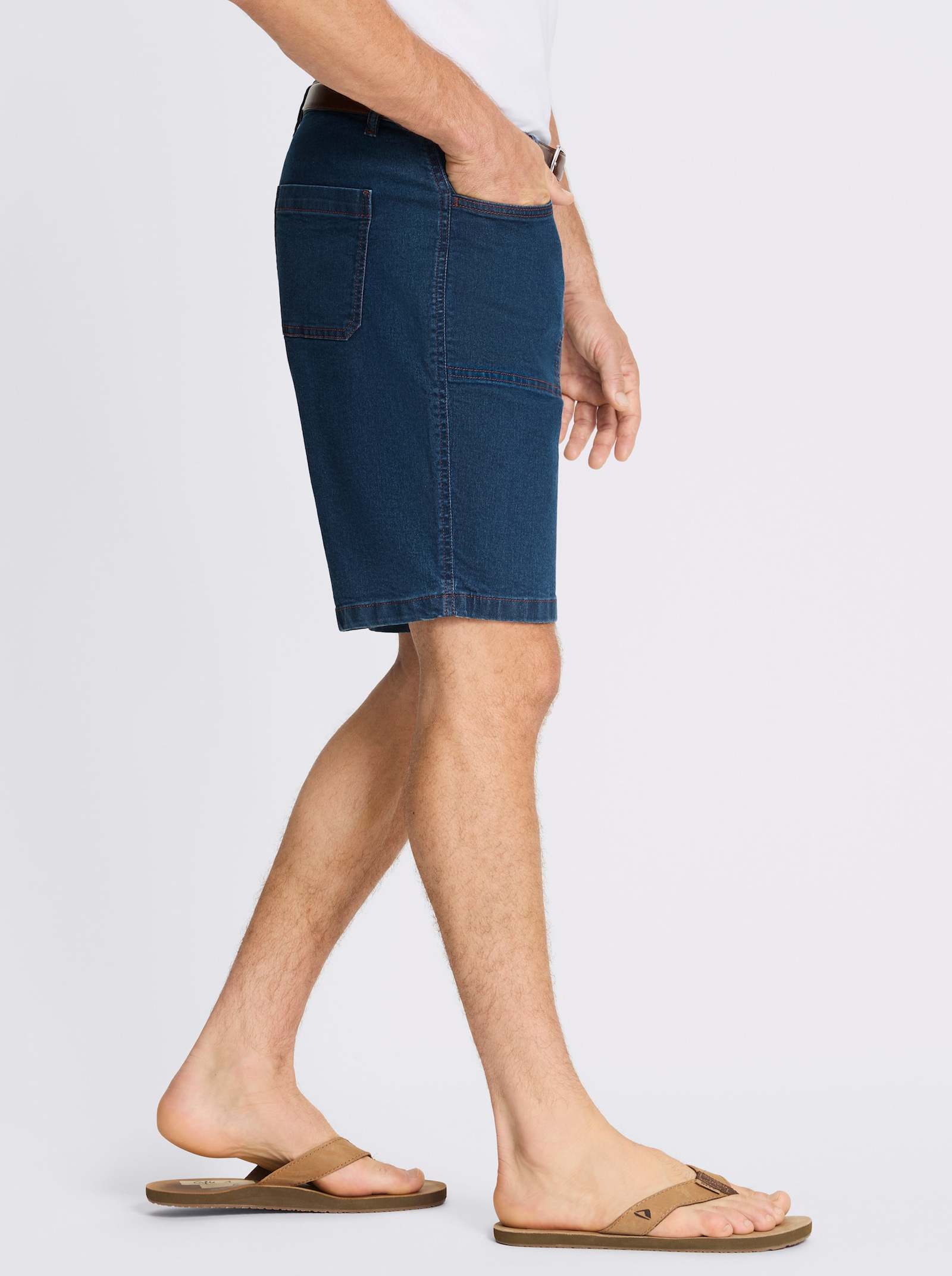 Jeansbermudas mit Kontrastnähten - blue-stone-washed