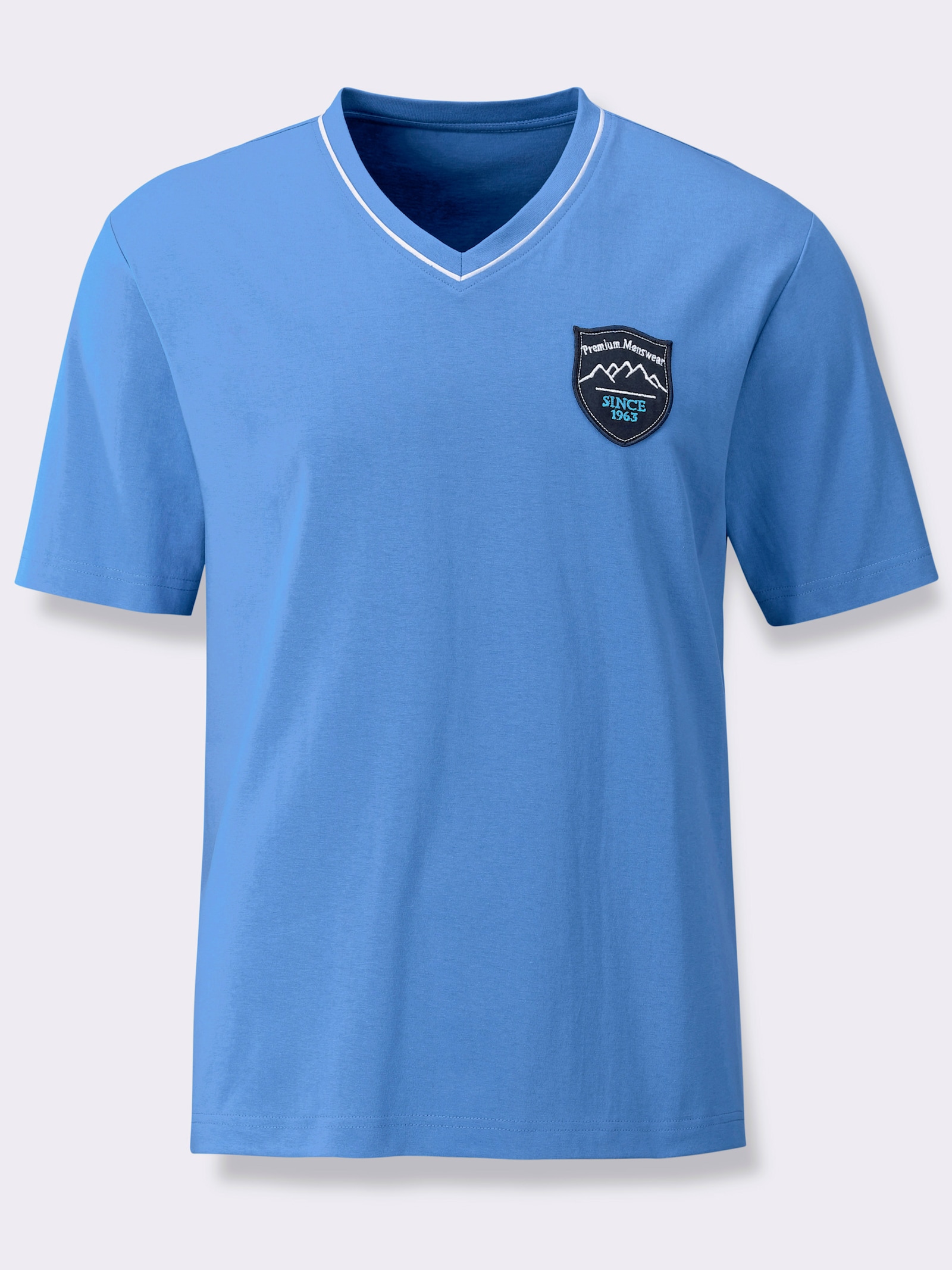 wäschepur men Schlafanzug-Shirt - mittelblau