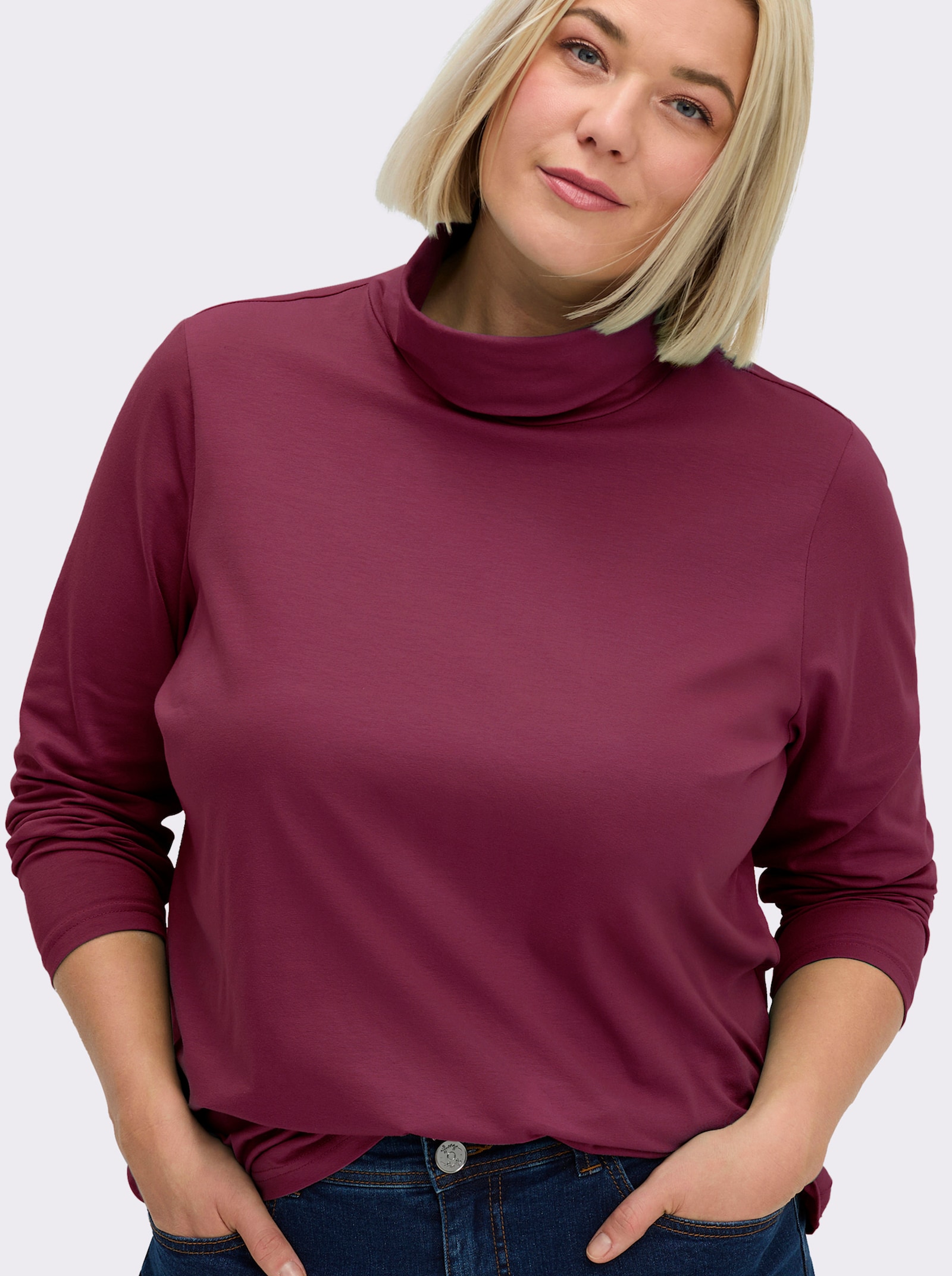Rollkragenshirt mit langen Ärmeln - bordeaux