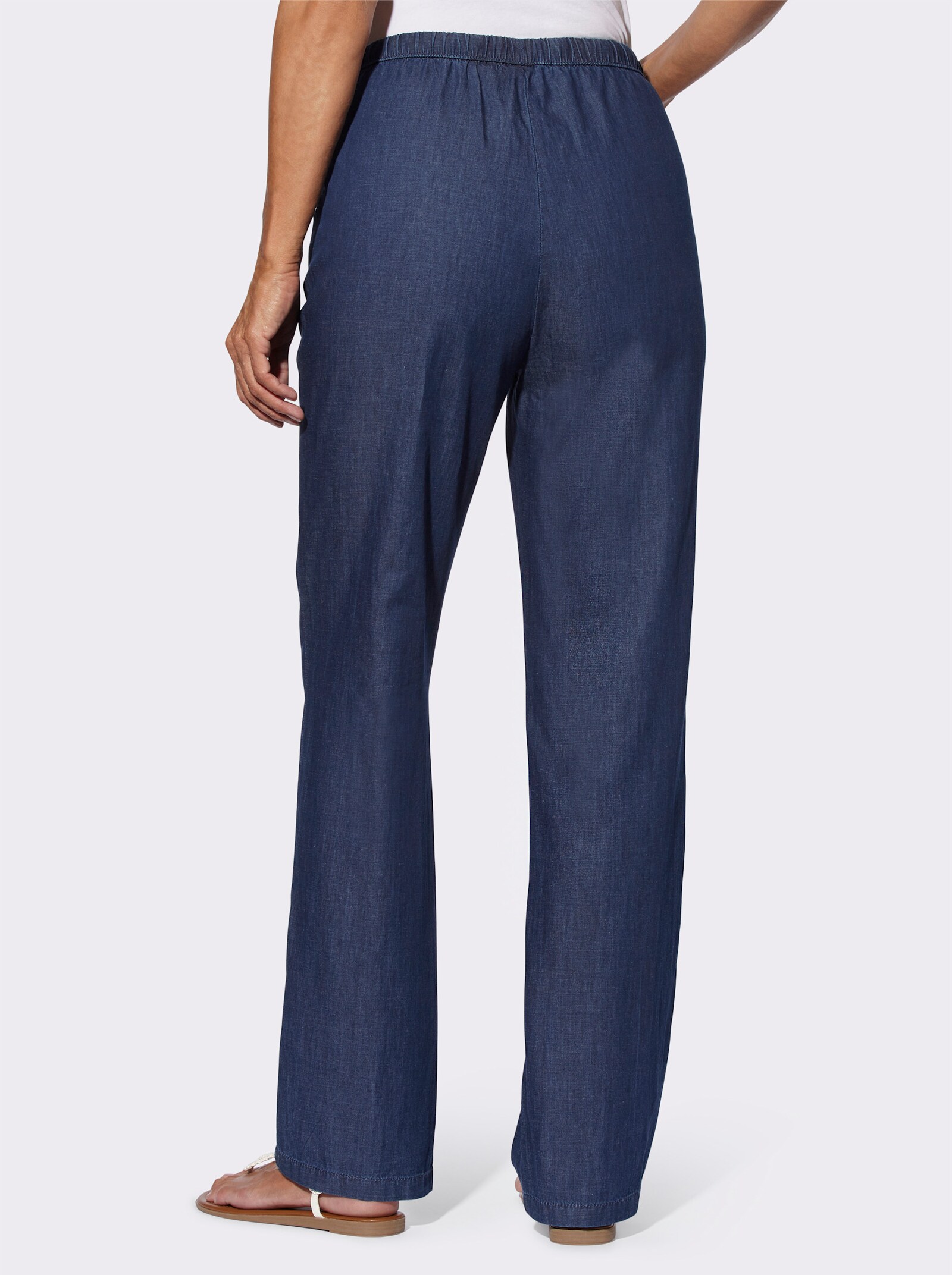 Jeans mit weitem Bein - blue-stone-washed