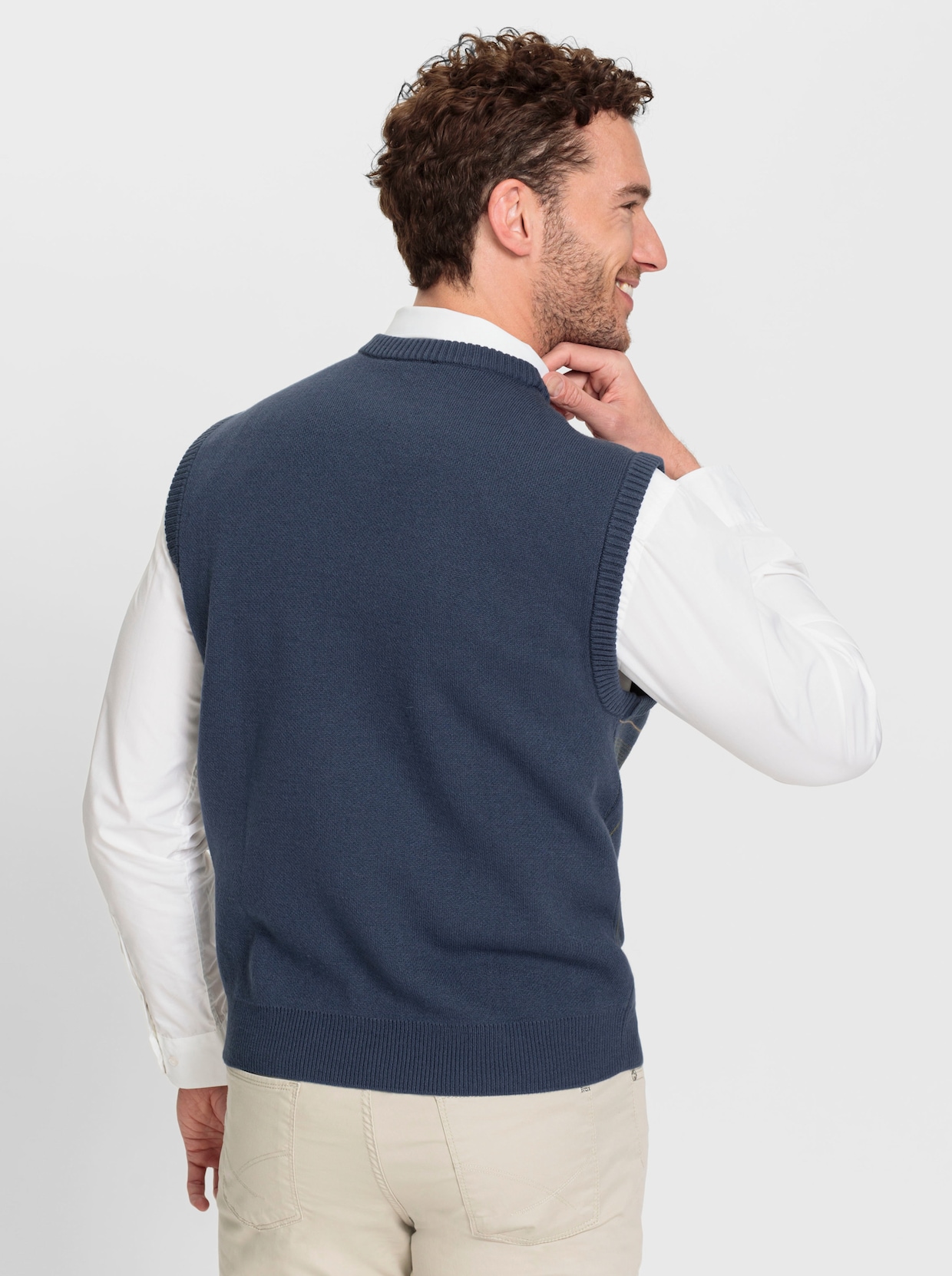 Marco Donati Slip-over - donkerblauw gedessineerd