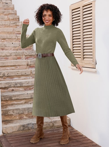 heine Strickkleid in Melange-Optik - khaki-meliert