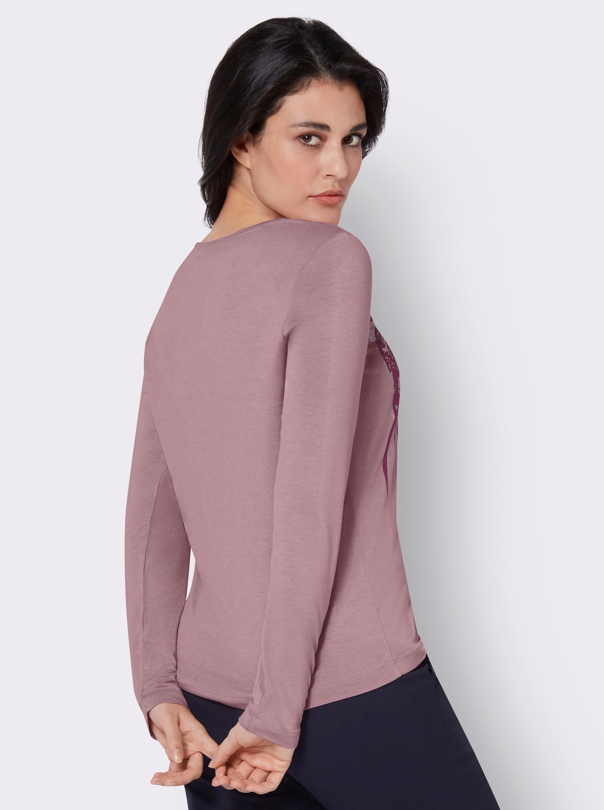 Shirt met lange mouwen - hortensia/zwart bedrukt