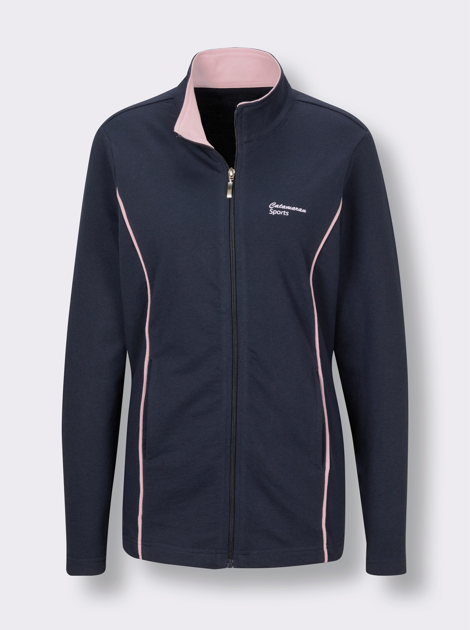 Catamaran Sports Sweatjacke mit 2 Nahttaschen - marine-rosé