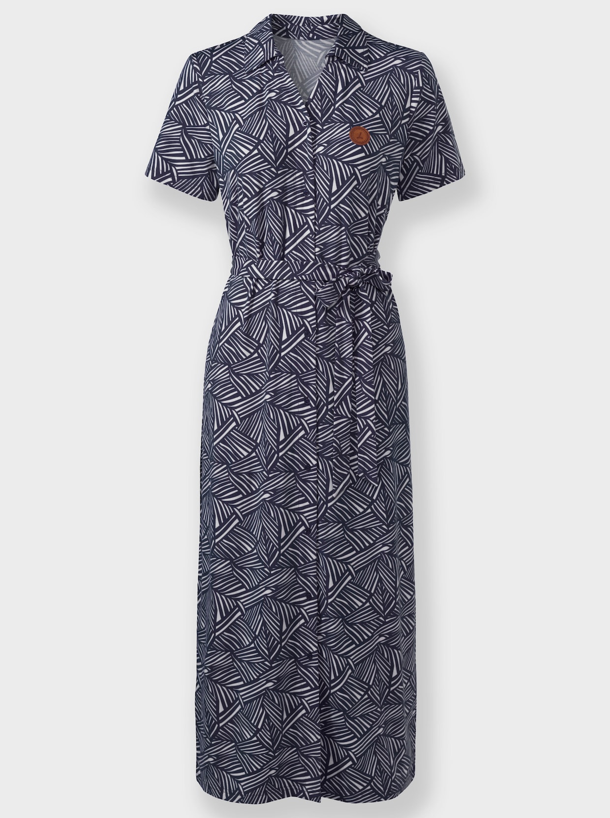 Jersey jurk - marine/wit geprint