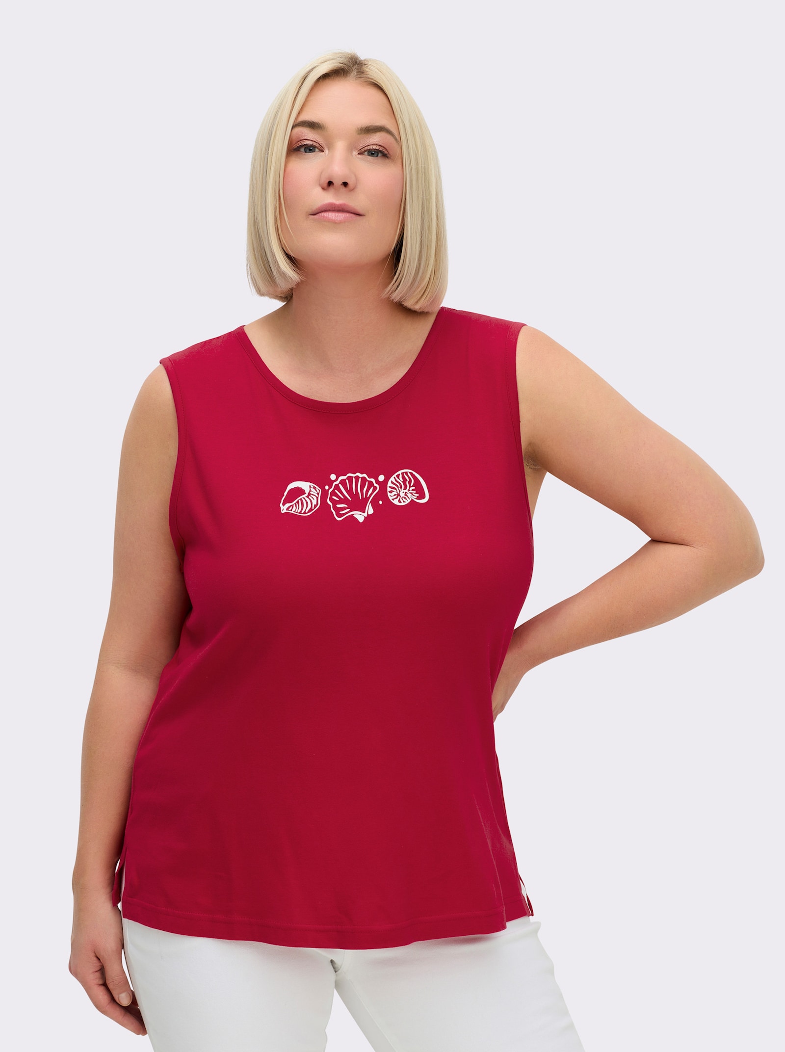 Shirttop mit Seitenschlitzen - rot