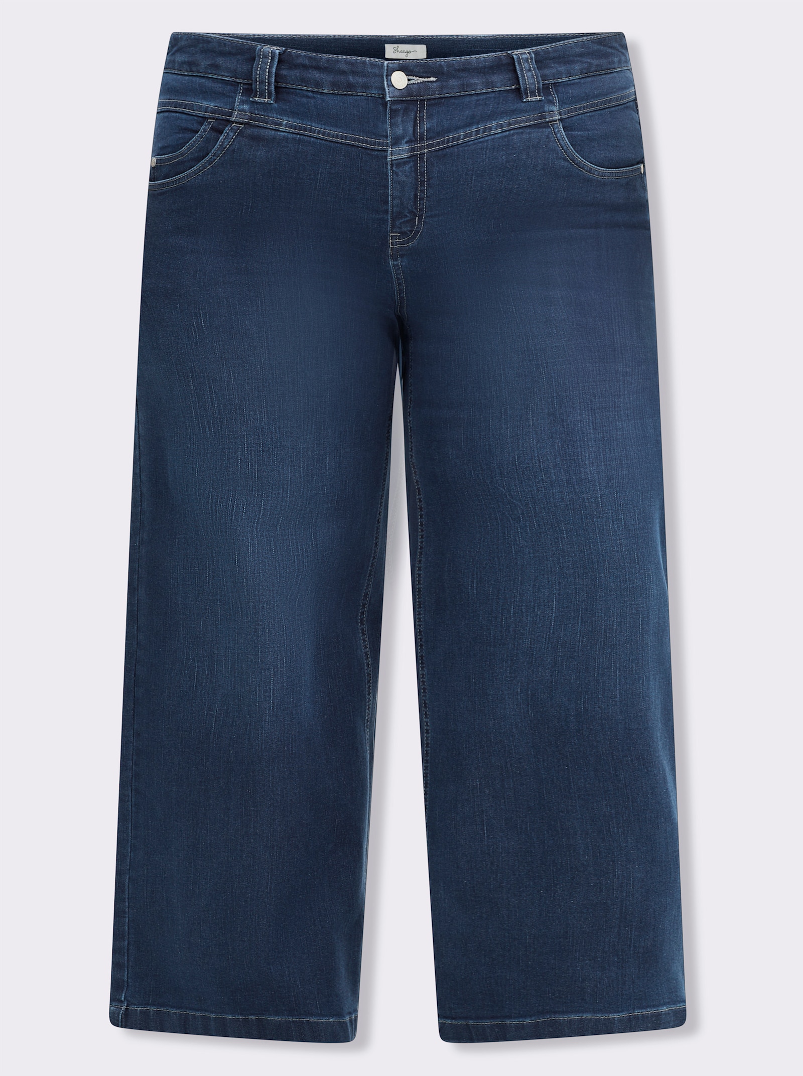 sheego Jeans mit weitem Bein und High-Waist-Bund - blue-stone-washed