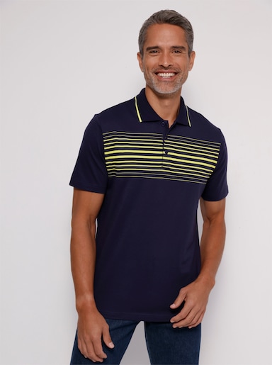 Poloshirt mit schmalen Kontraststreifen - marine