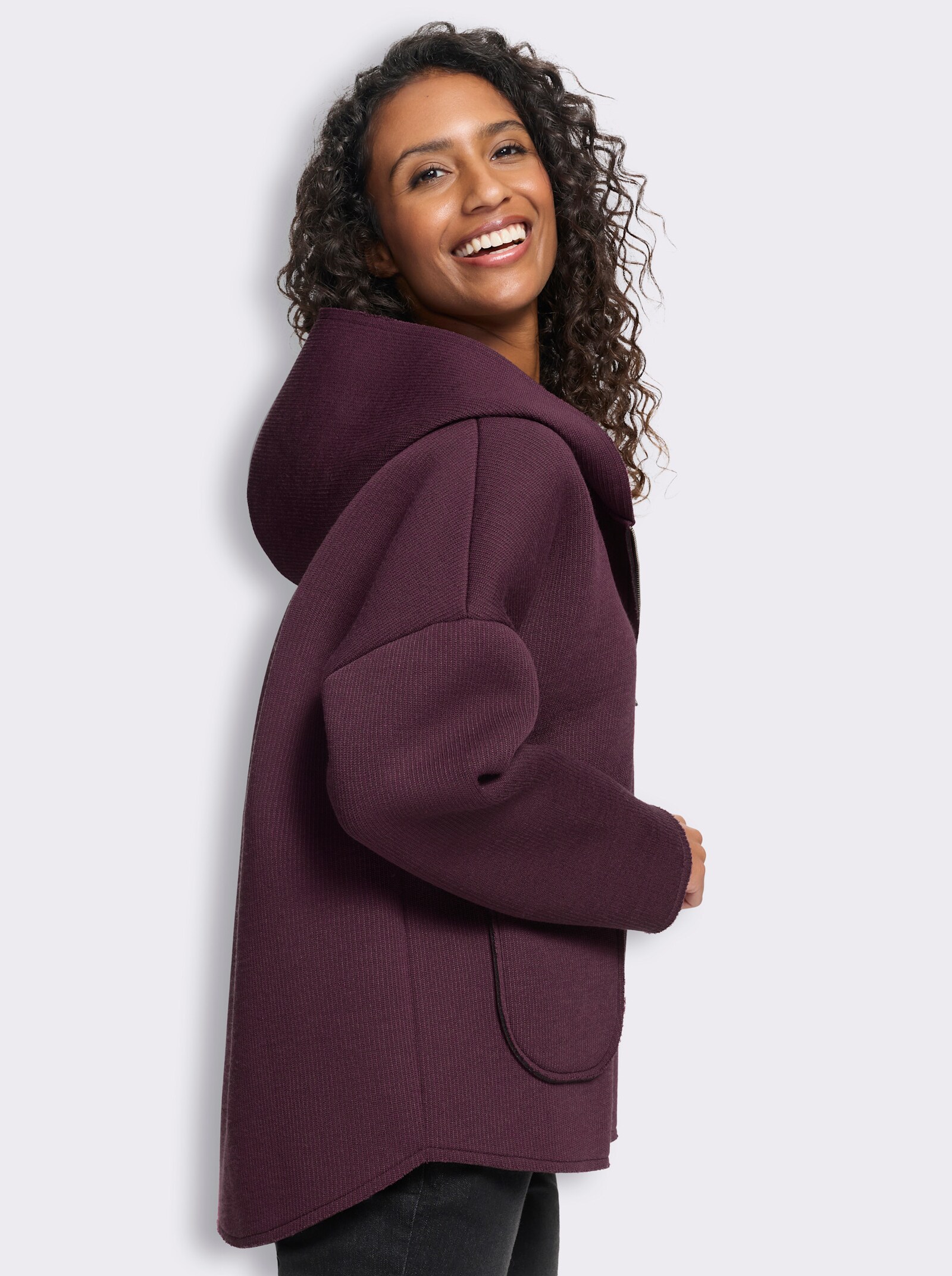 heine Shirtjacke im Materialmix - burgund