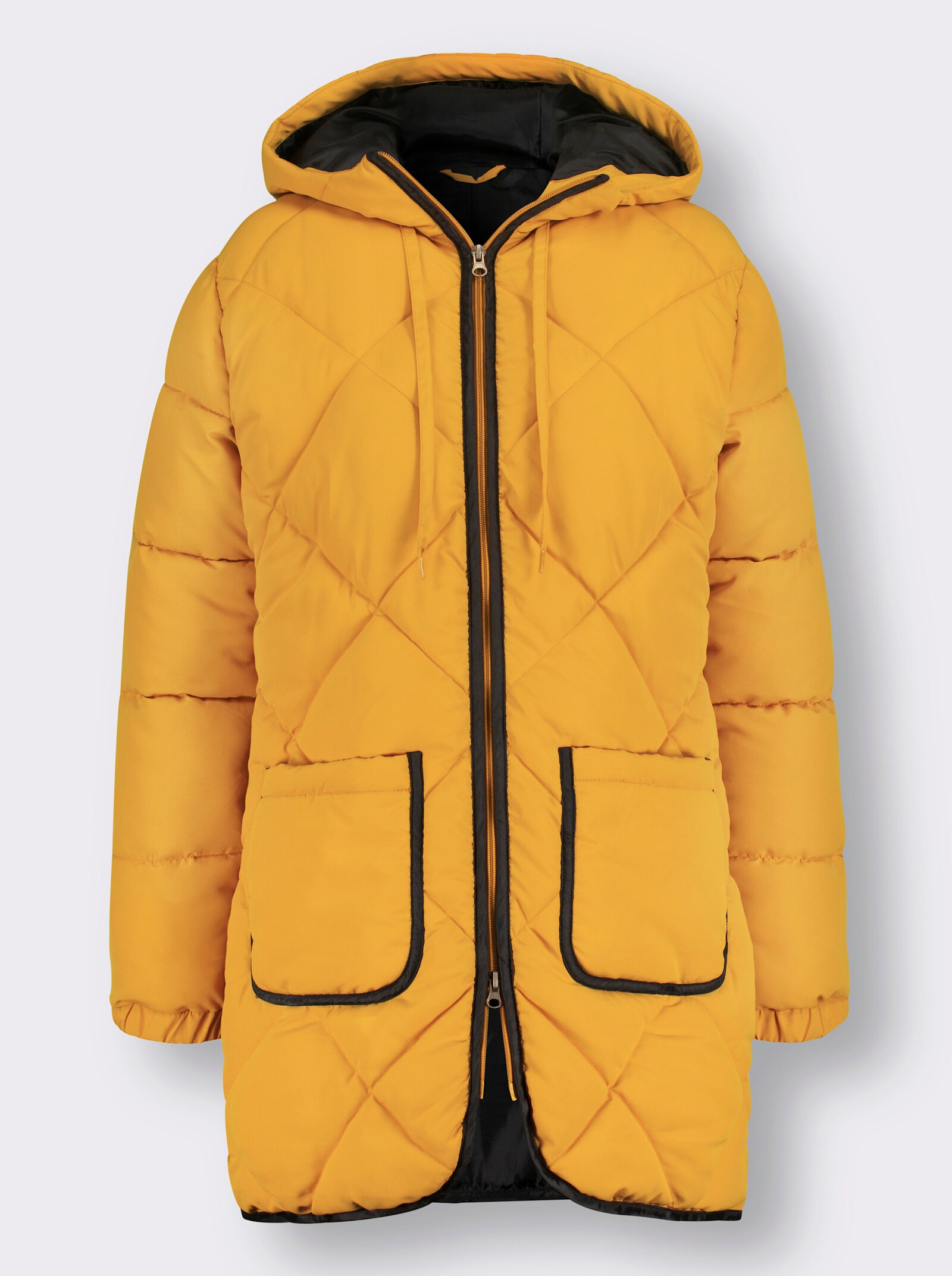 Dlouhá bunda s elastickými náplety - okrová