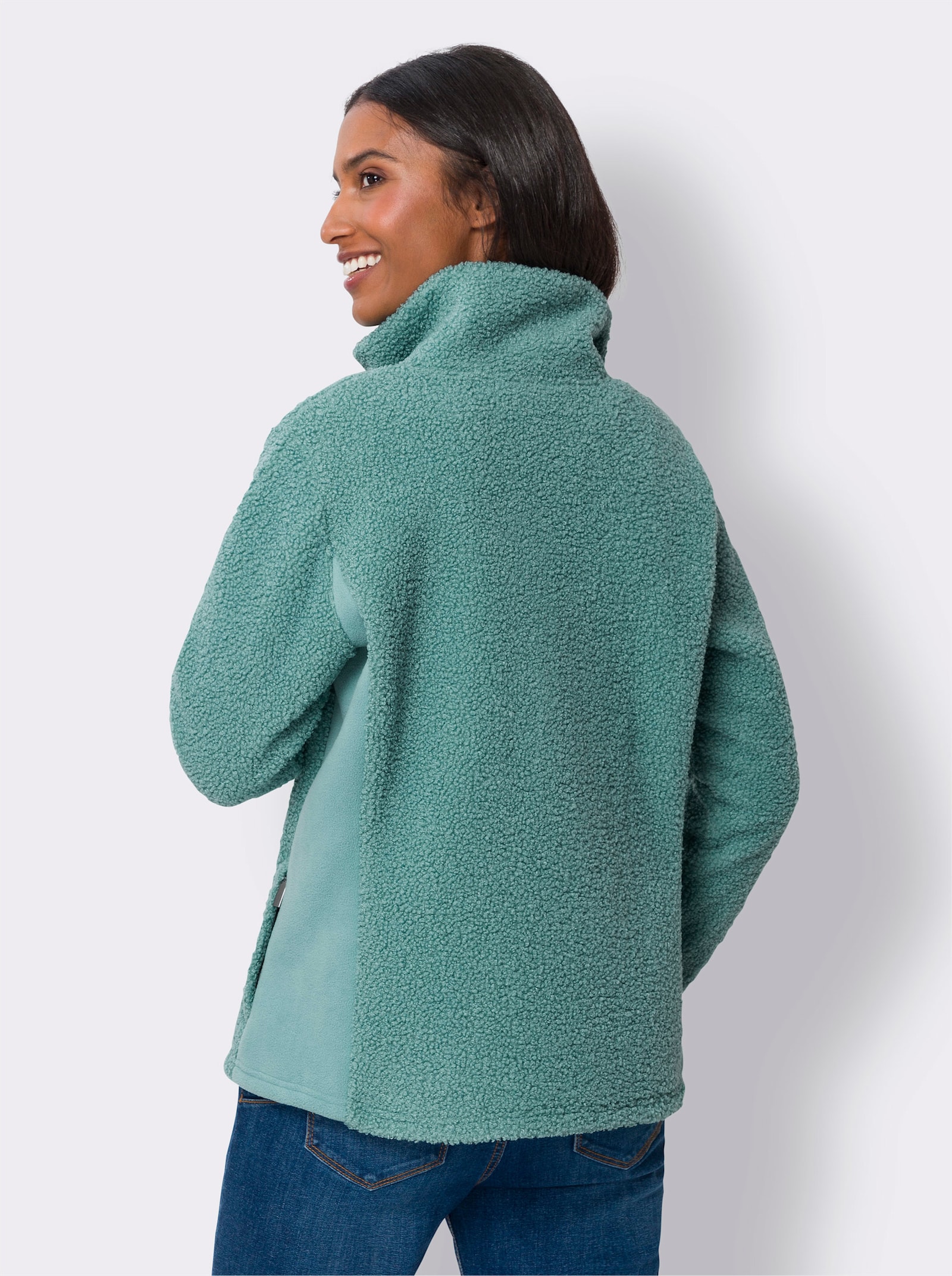 heine Freizeitjacke aus Teddy-Fleece - salbei