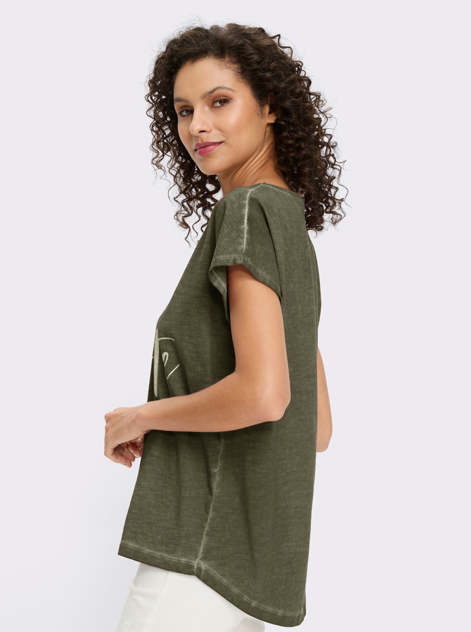 heine Print-Shirt mit Oil-dyed-Waschung - khaki