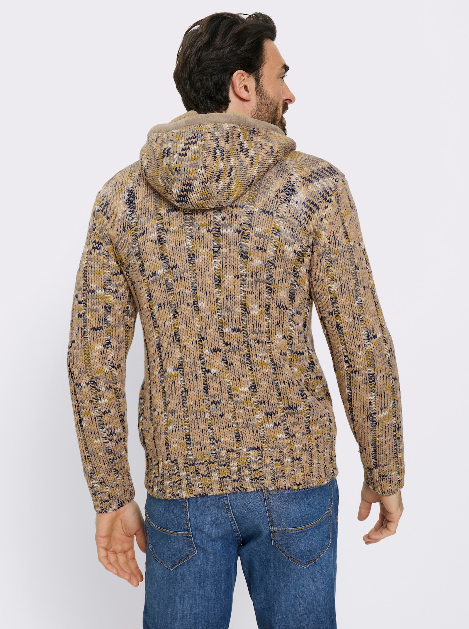 Marco Donati Strickjacke mit Strukturmuster - camel-meliert