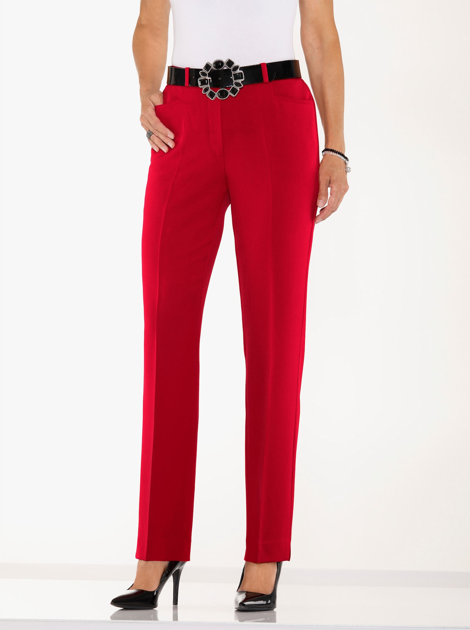 Stoffen broek met shaping-effect - rood
