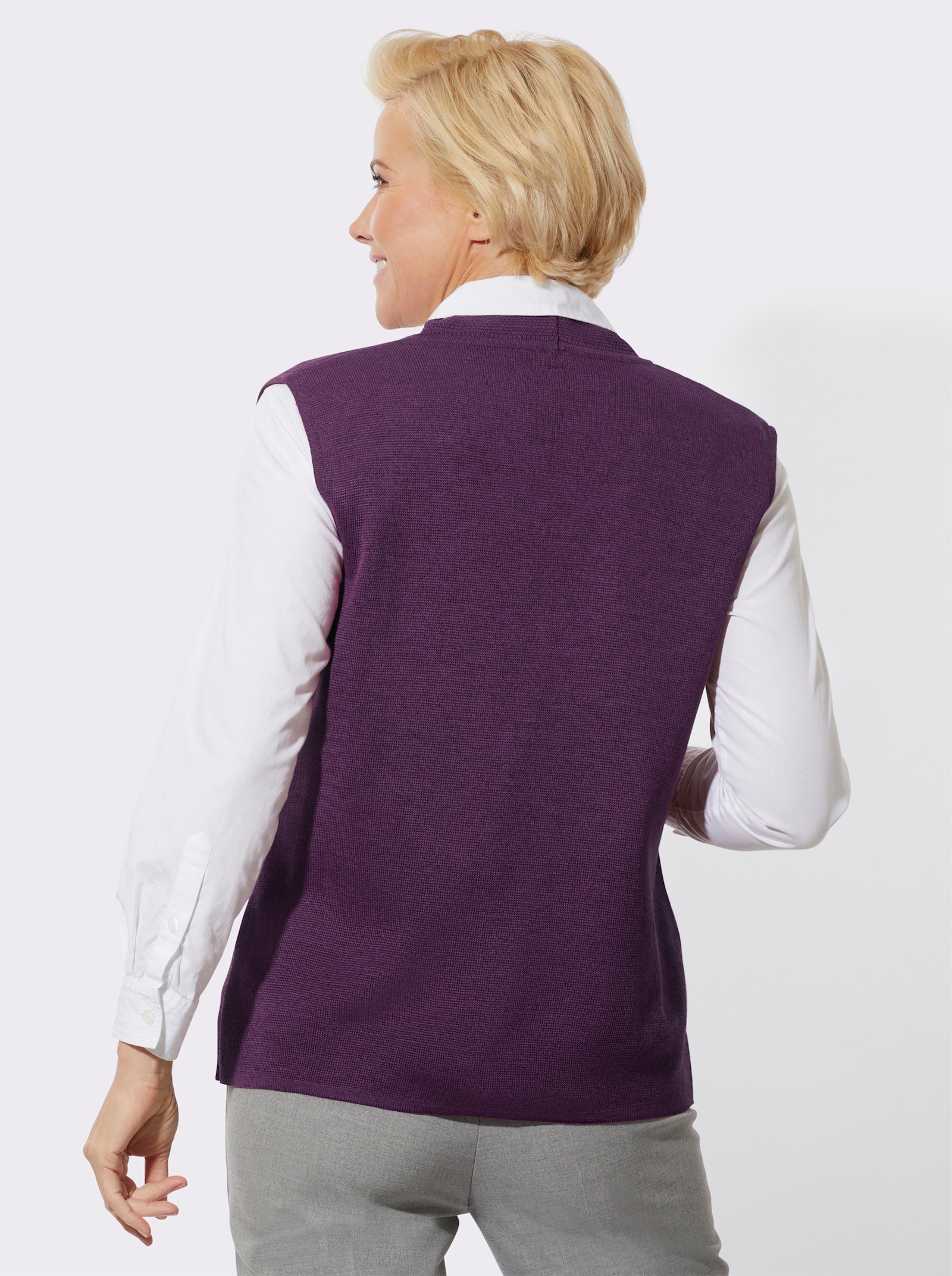 Strickweste mit Merinowolle - traube