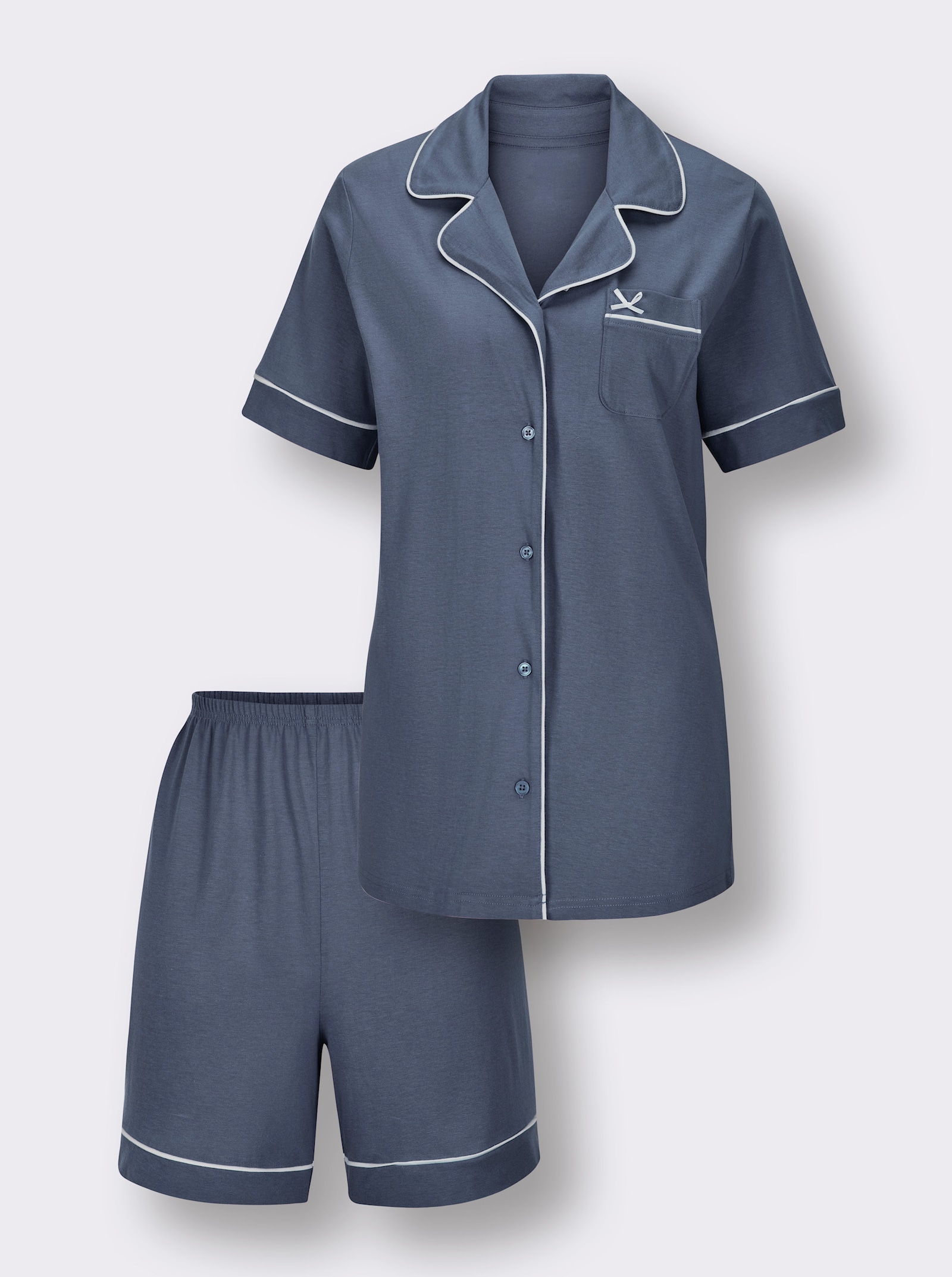 wäschepur Shorty - rauchblau-weiss