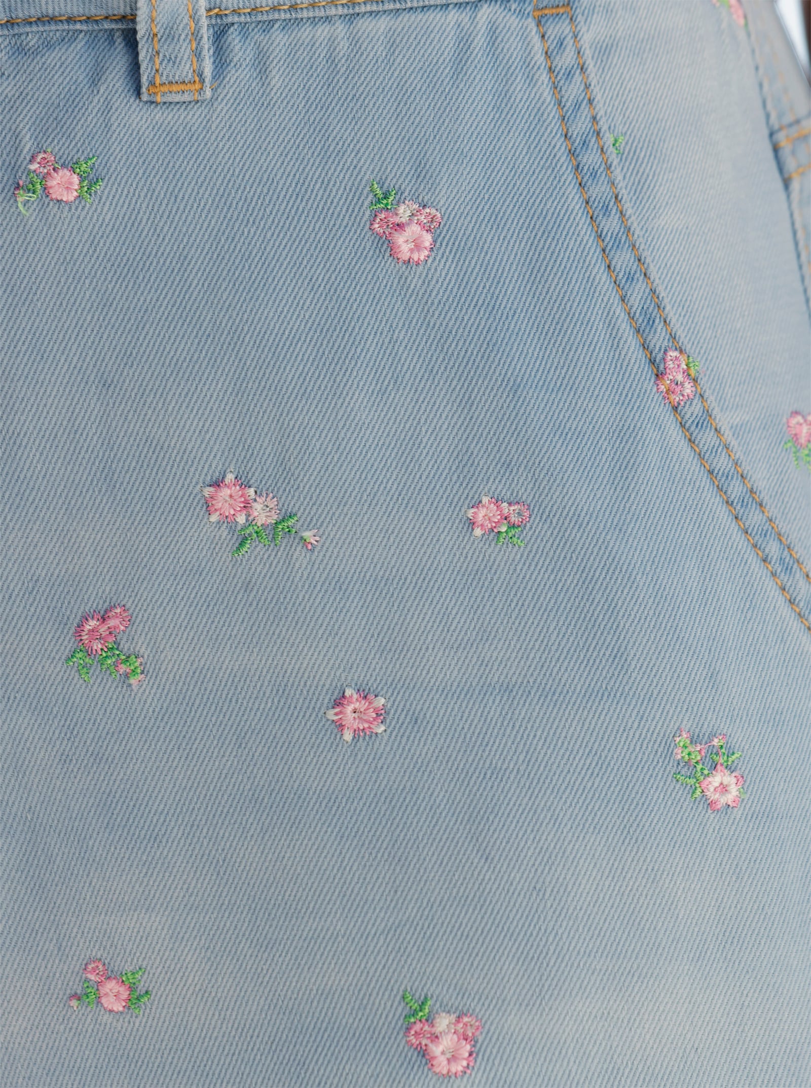 heine Jeans mit Blumenstickerei - blue-bleached-gemustert
