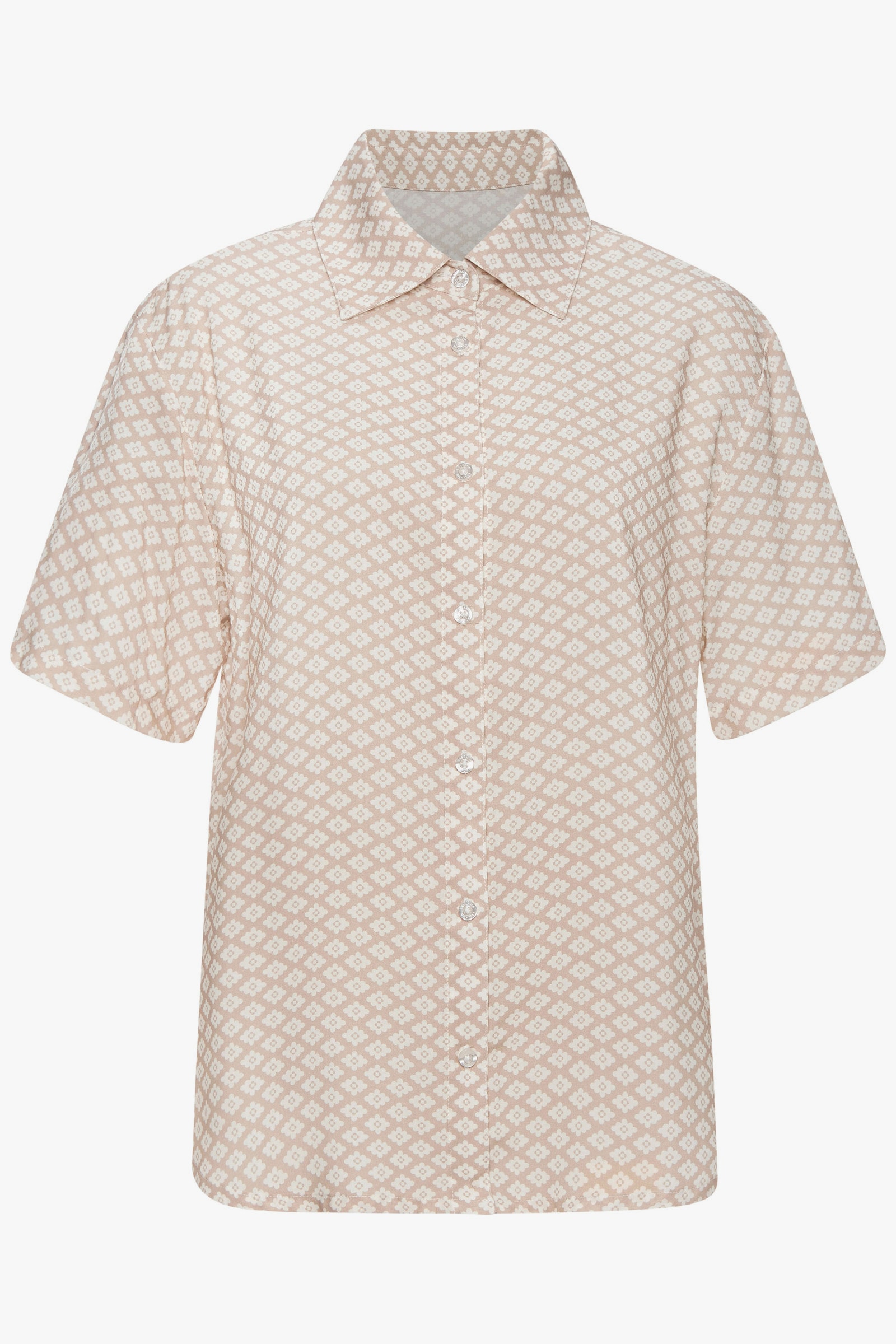 LASCANA Pyjamaoberteil - beige-weiß gemustert