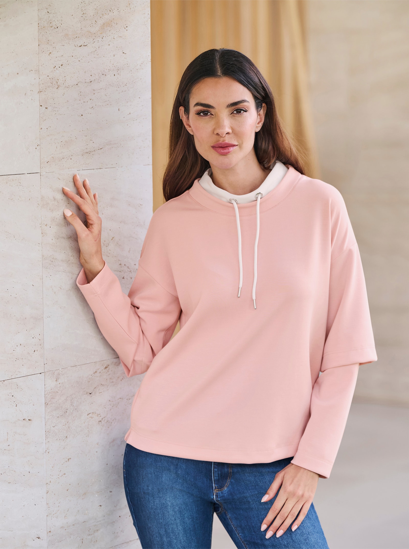 heine Sweatshirt in 2-in-1-look - poudre
