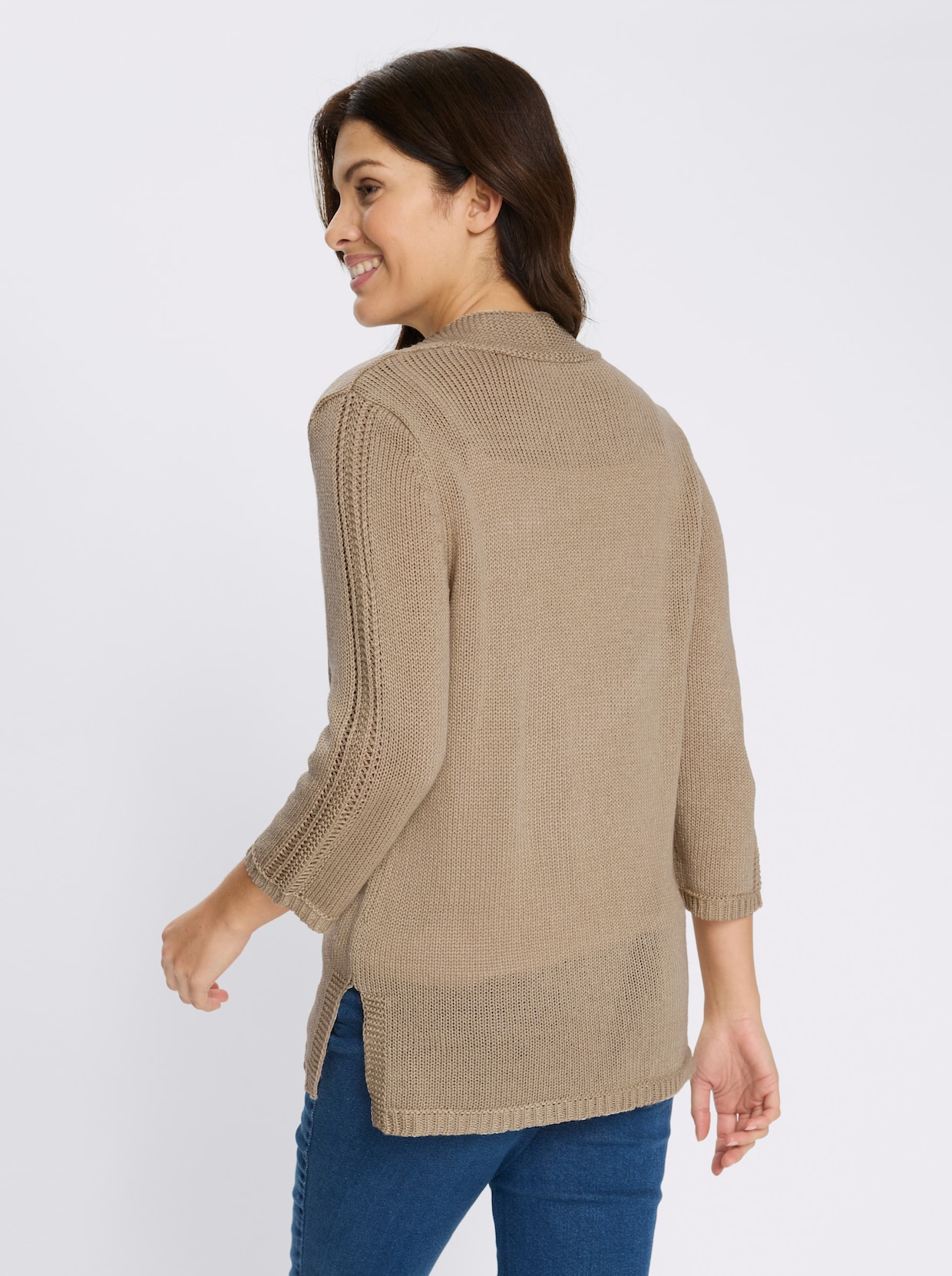 Strickjacke mit 3/4-Ärmeln - beige