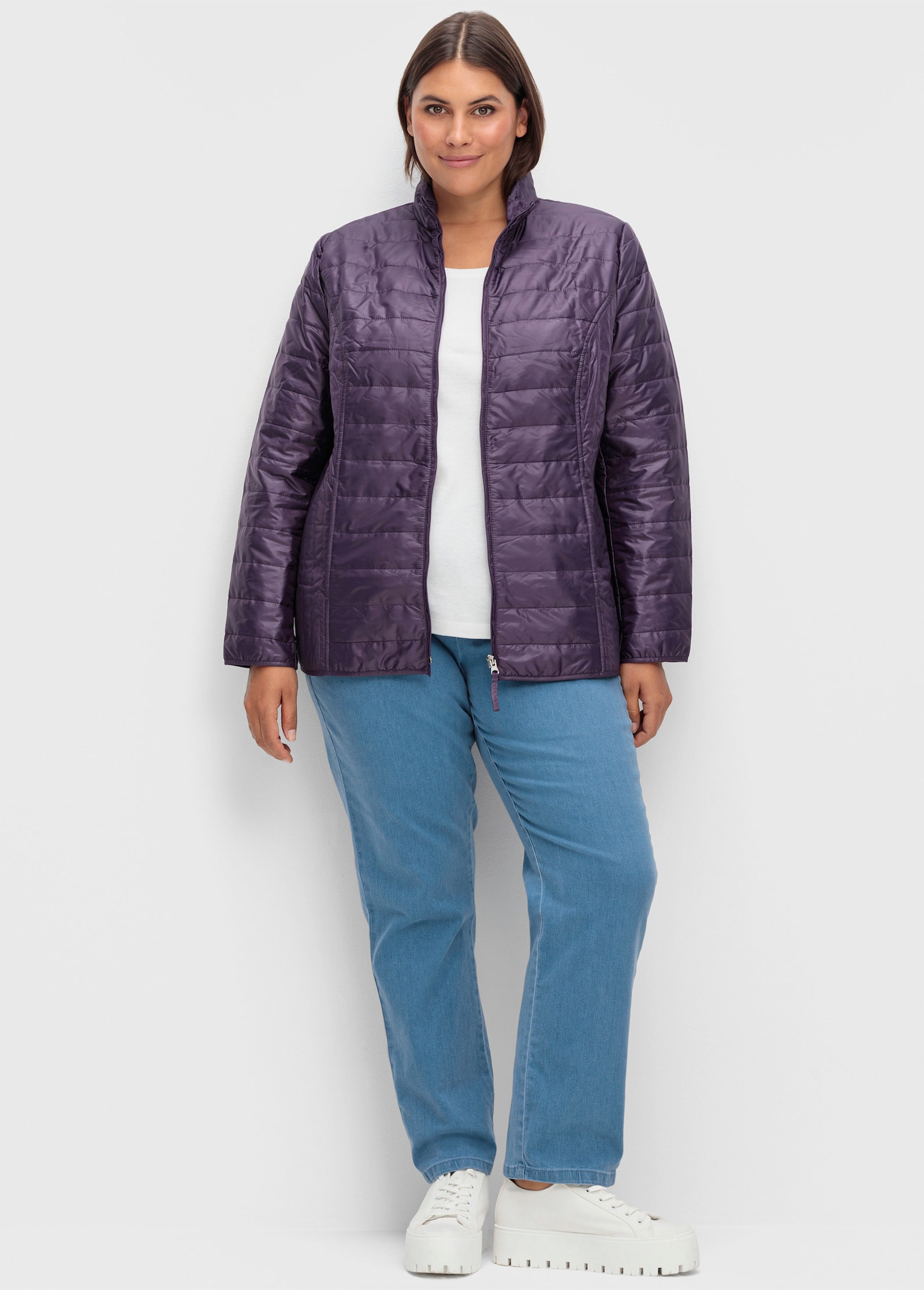 Schlupfjeans mit imitierter Reißverschluss-Blende - blue-bleached