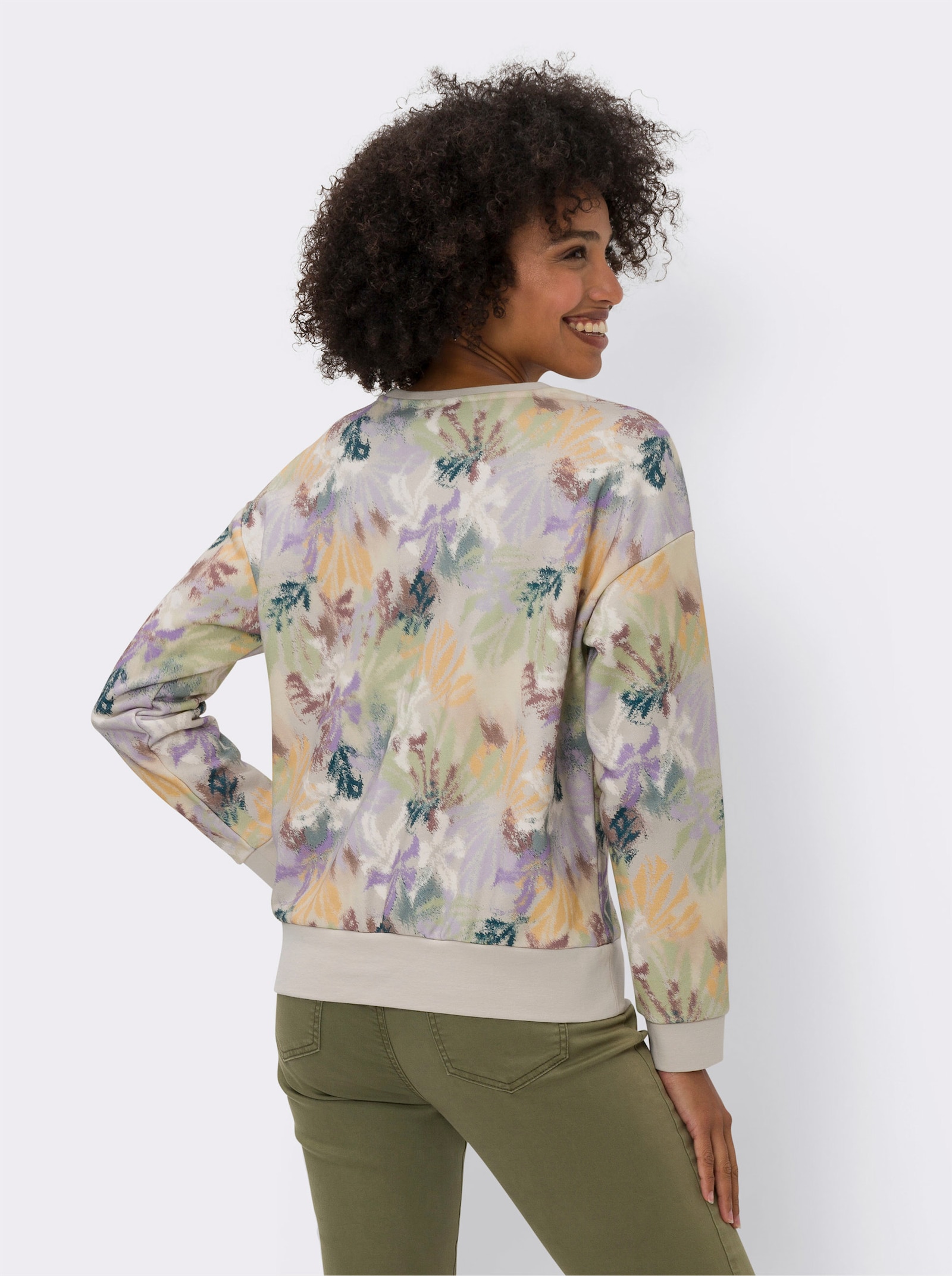 heine Print-Shirt mit Blumendruck - sand-ocker-bedruckt