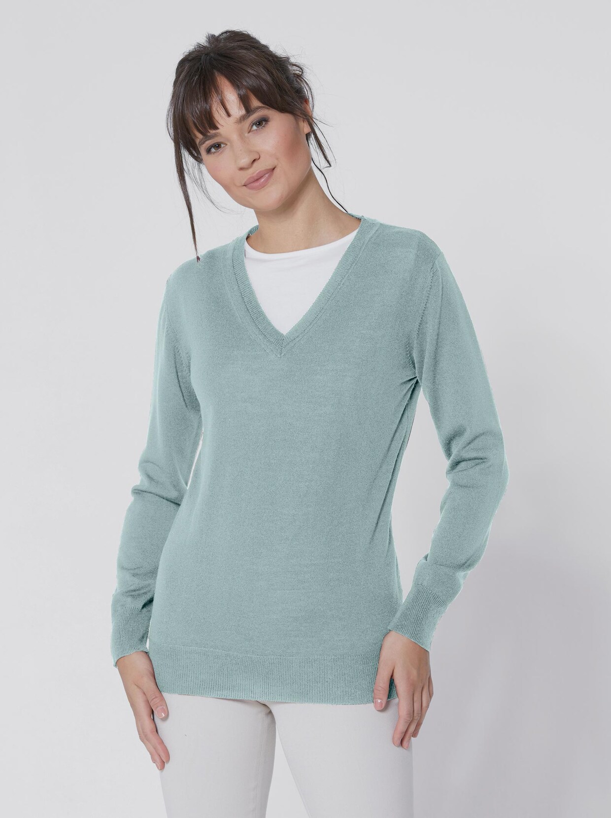V-Ausschnitt-Pullover - mint