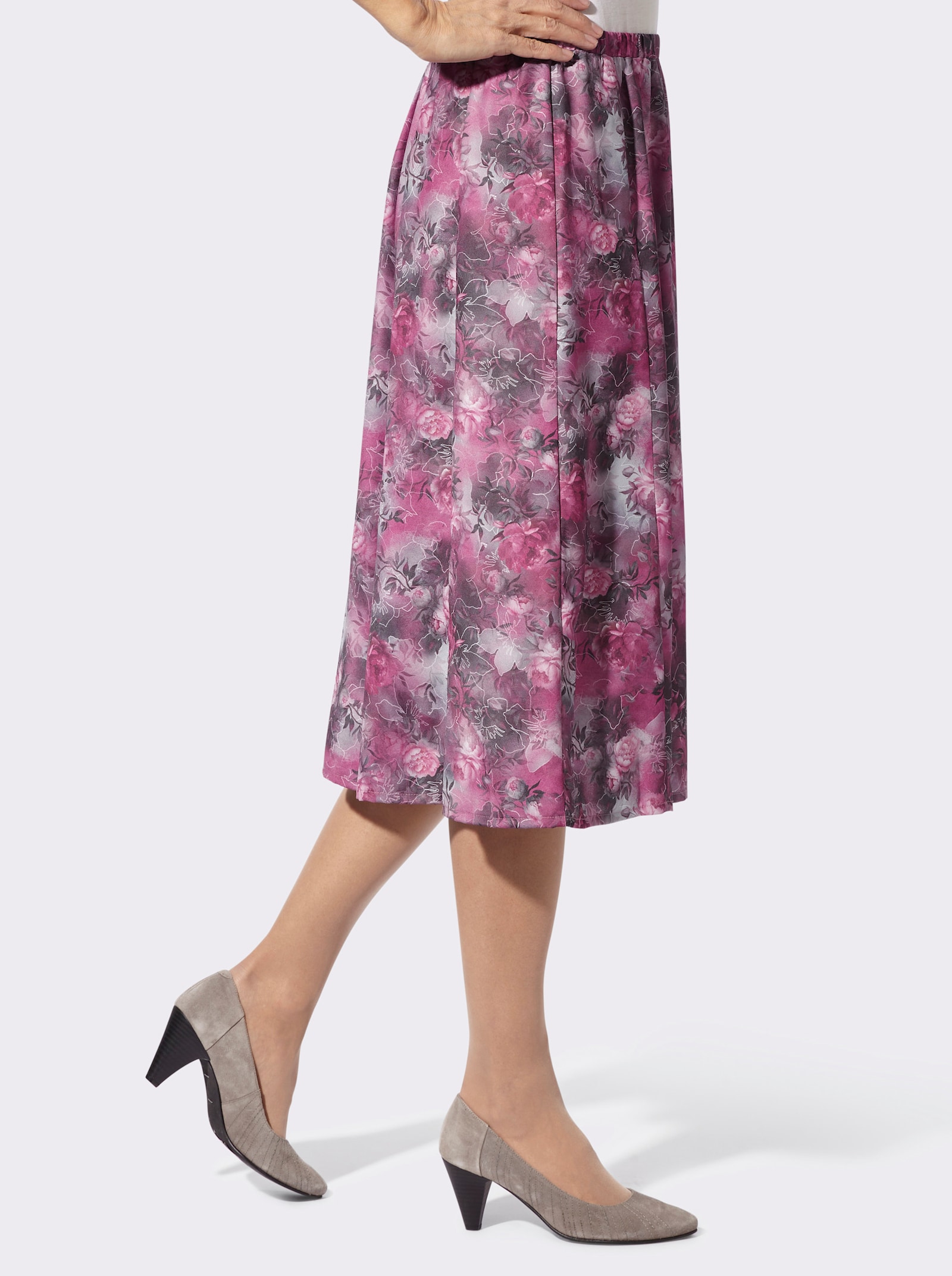 Schlupfrock im floralem Dessin - malve-hellgrau-bedruckt