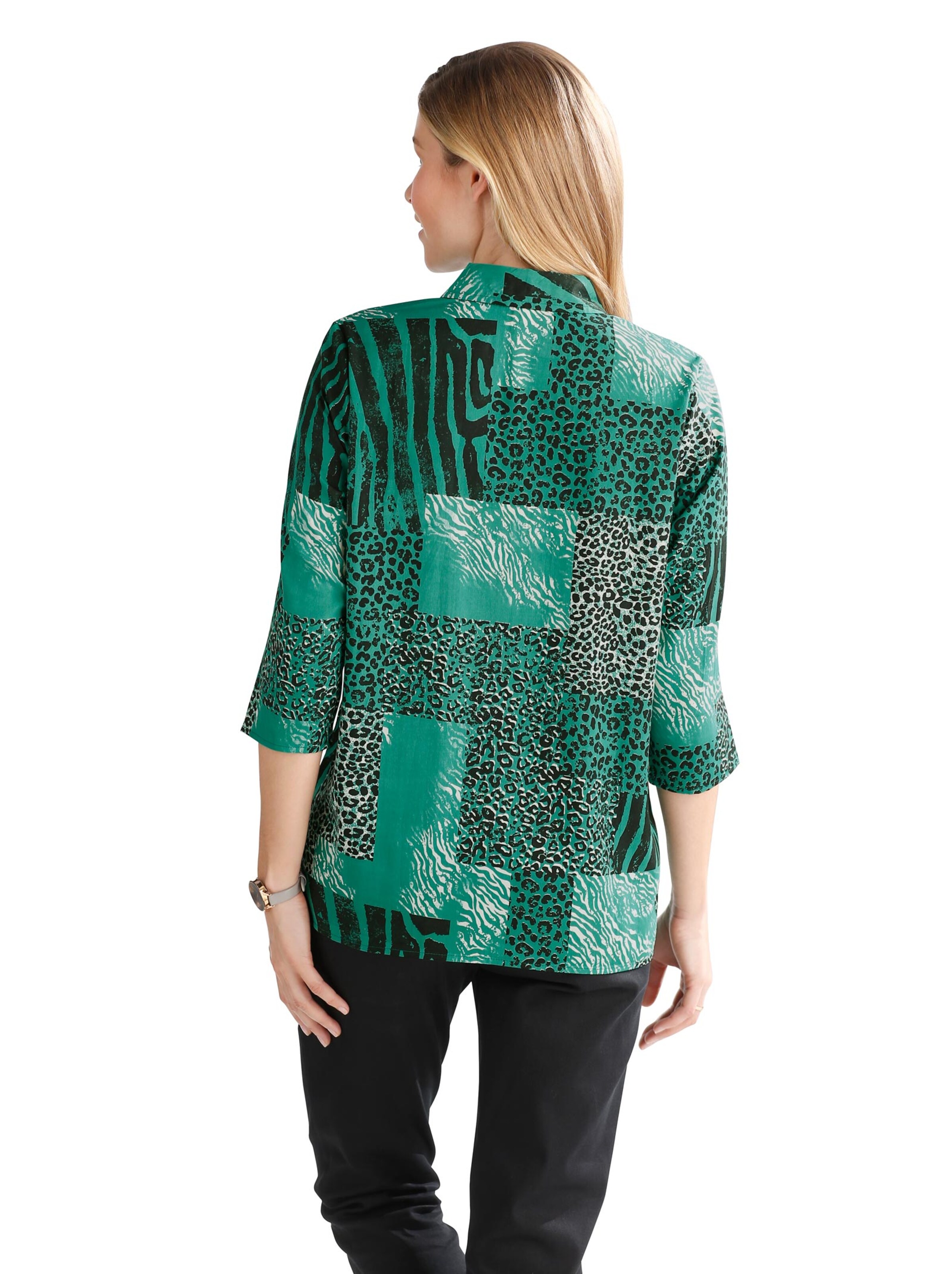 Bluse - dunkelgrün-bedruckt