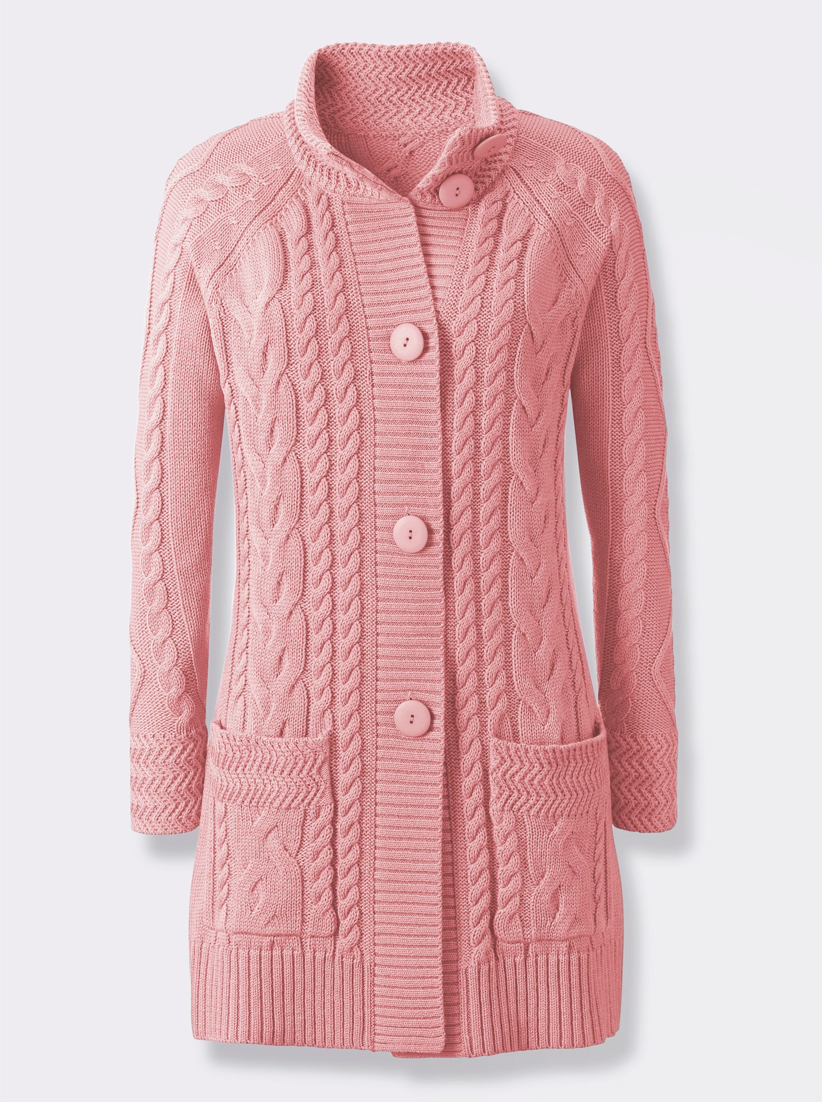 Longstrickjacke mit Einstrickmuster - hortensie