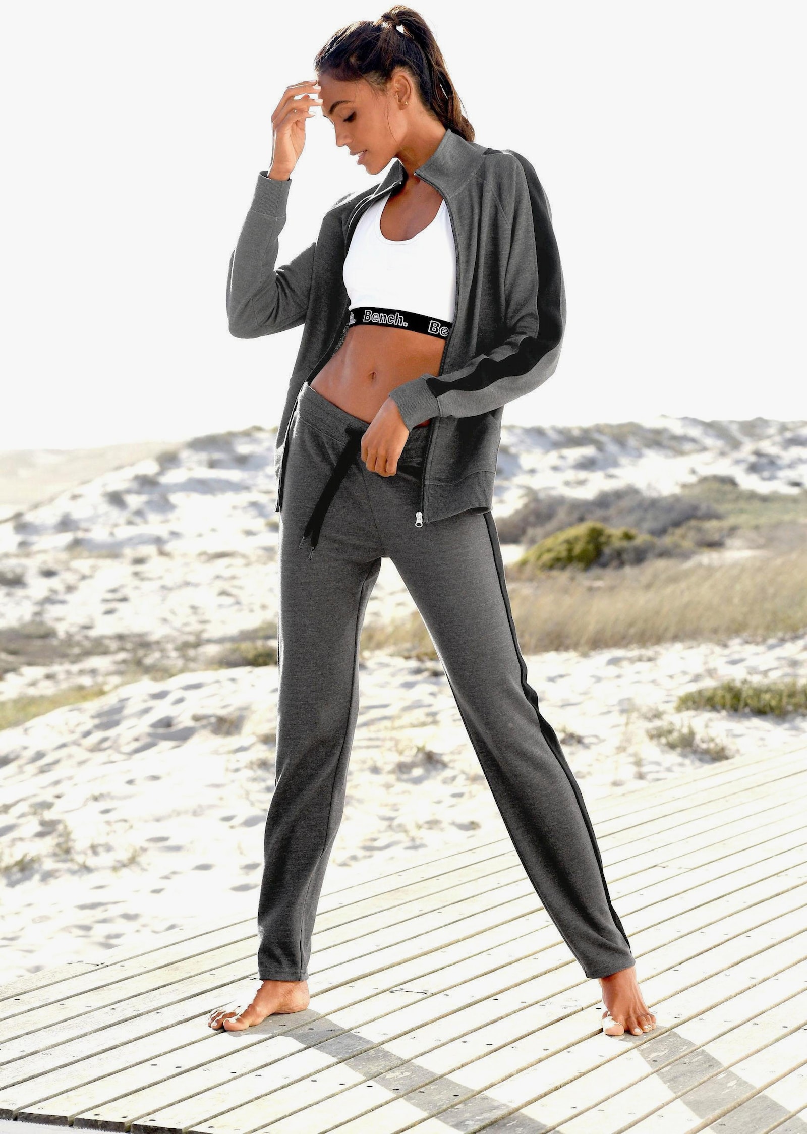 Bench. Loungewear Loungehose - anthrazit-meliert-schwarz