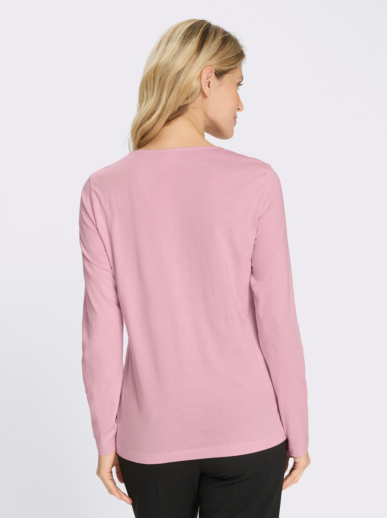 Langarmshirt mit Glitzersteinchen - rosé