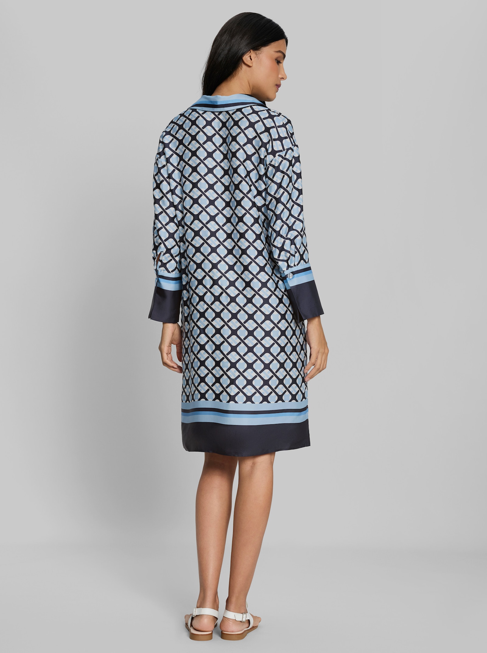 heine Druckkleid mit Hemdkragen - marine-ecru-bedruckt