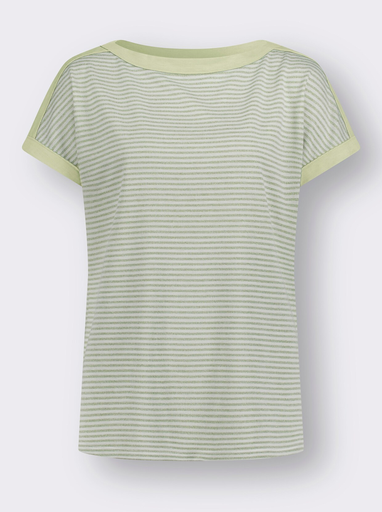 Streepjesshirt - wit/pistache gestreept