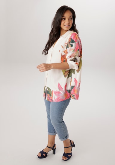 Aniston PLUS Hemdbluse - natur-pink-grün-orange-rose