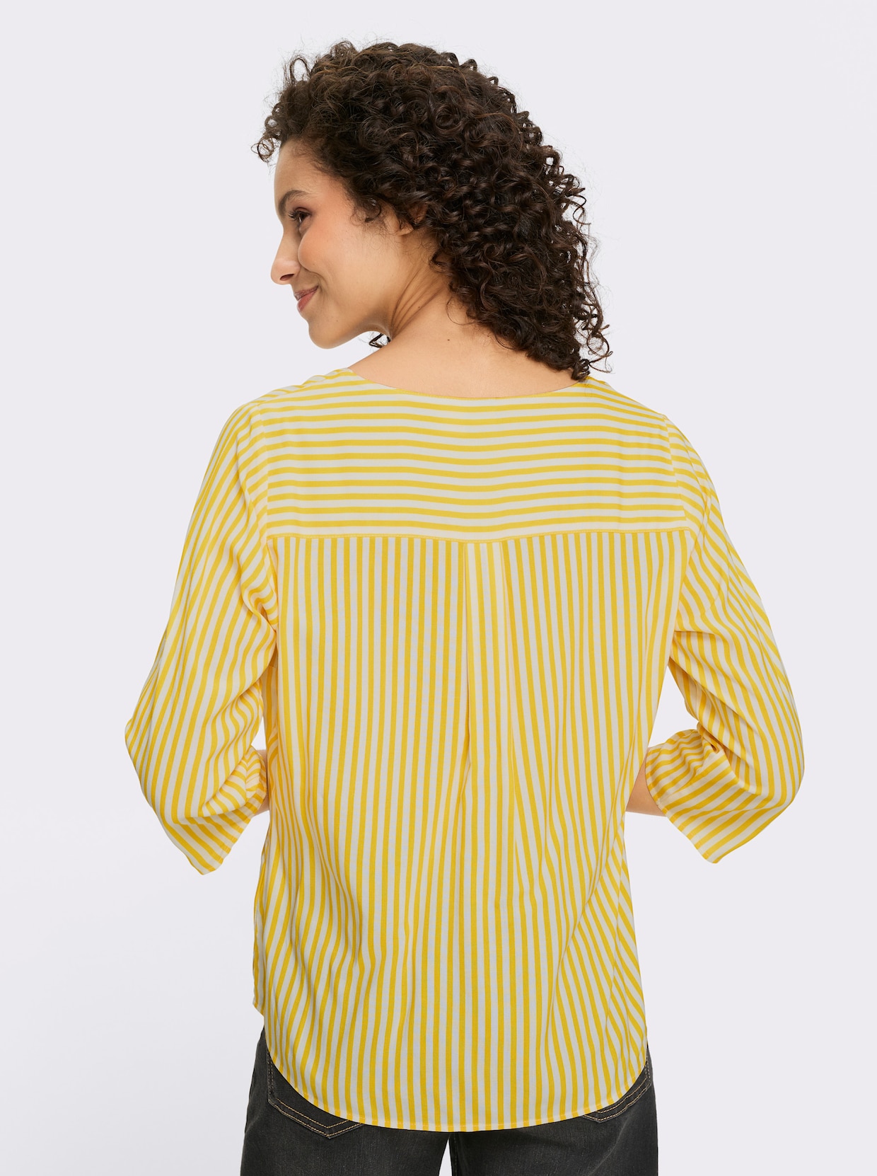 heine Schlupfbluse mit V-Ausschnitt - sonnengelb-ecru-gestreift