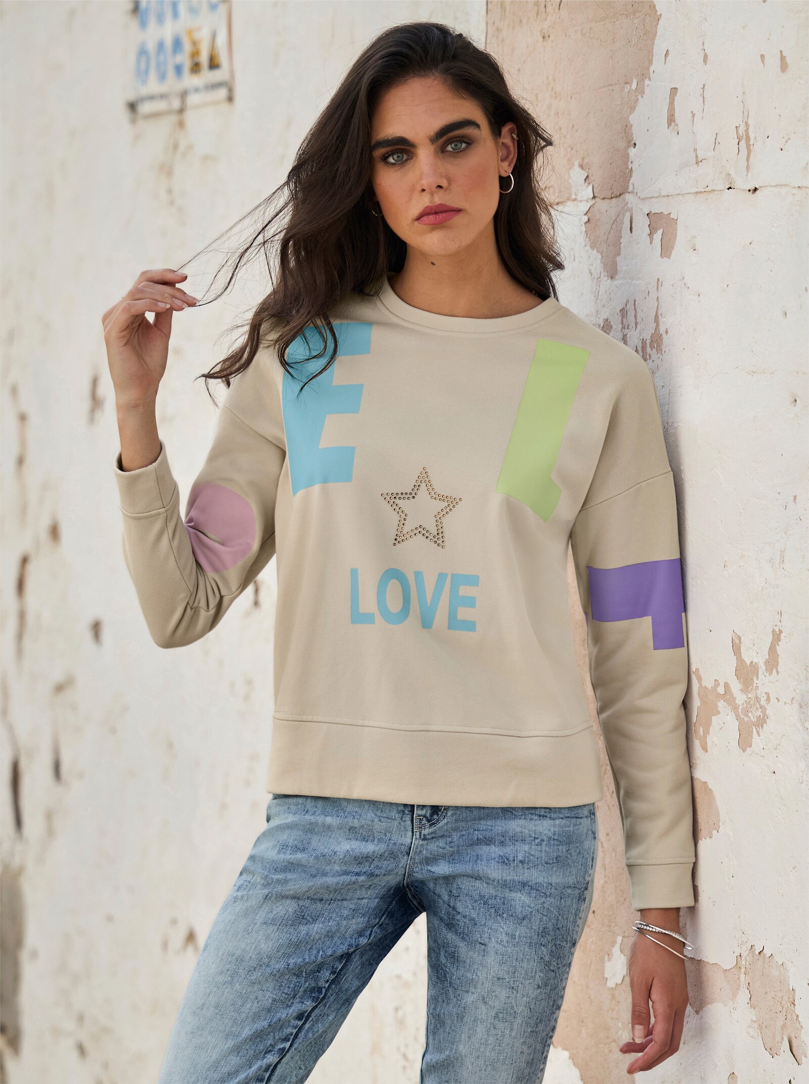 heine Sweatshirt in Oversized-Form - sand