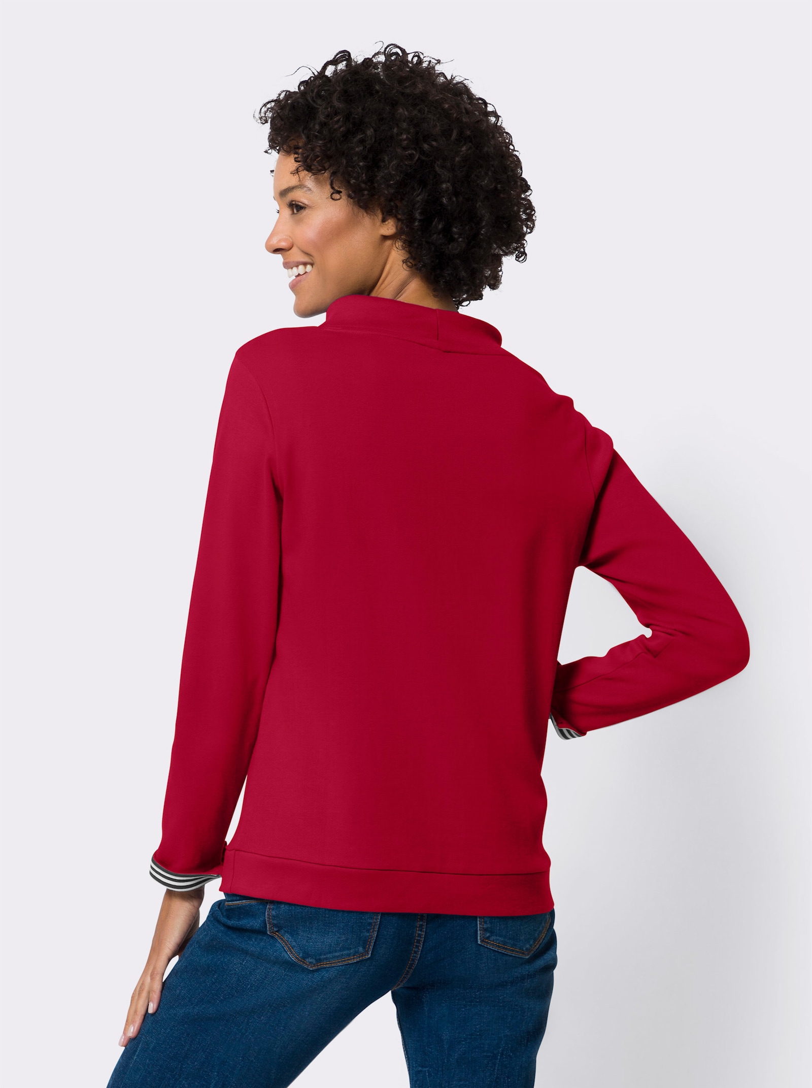Sweatshirt mit gestreiftem Bindeband - rot