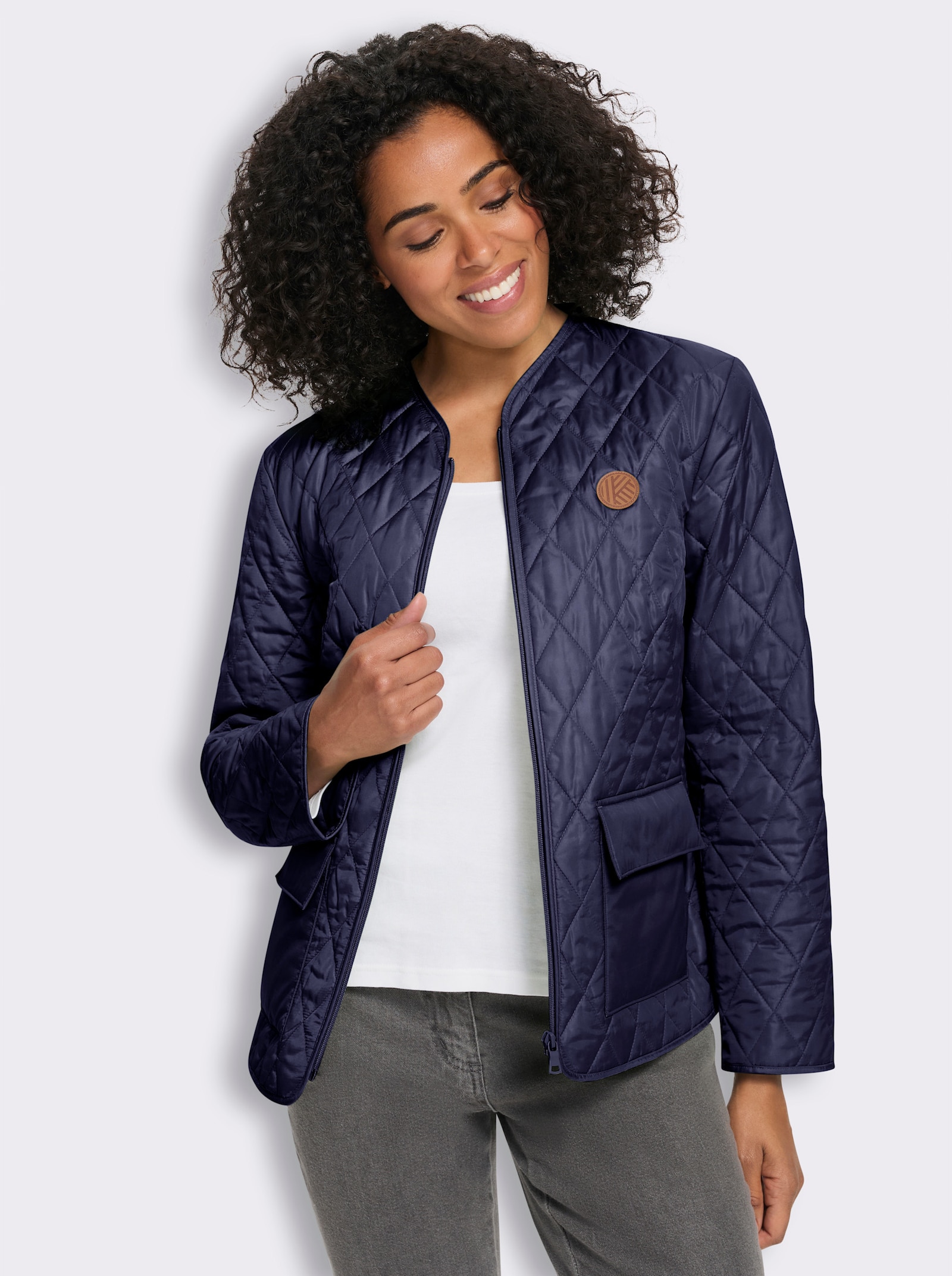 Steppjacke mit V-Ausschnitt - marine