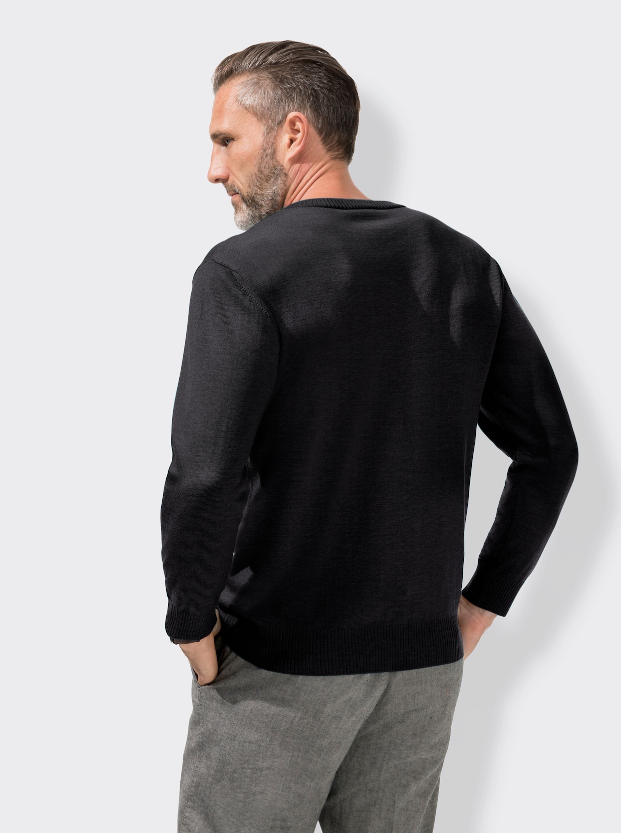 Marco Donati Pullover met V-hals - antraciet gemêleerd