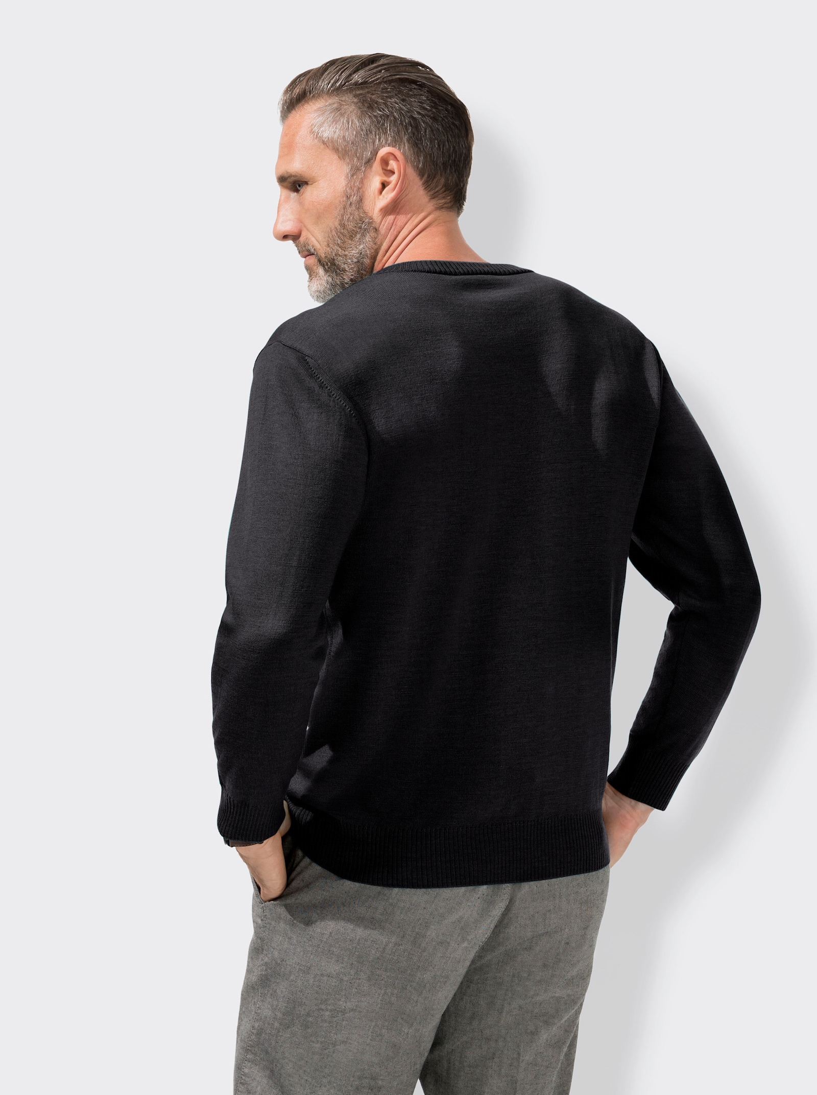 Marco Donati V-Pullover - anthrazit-meliert
