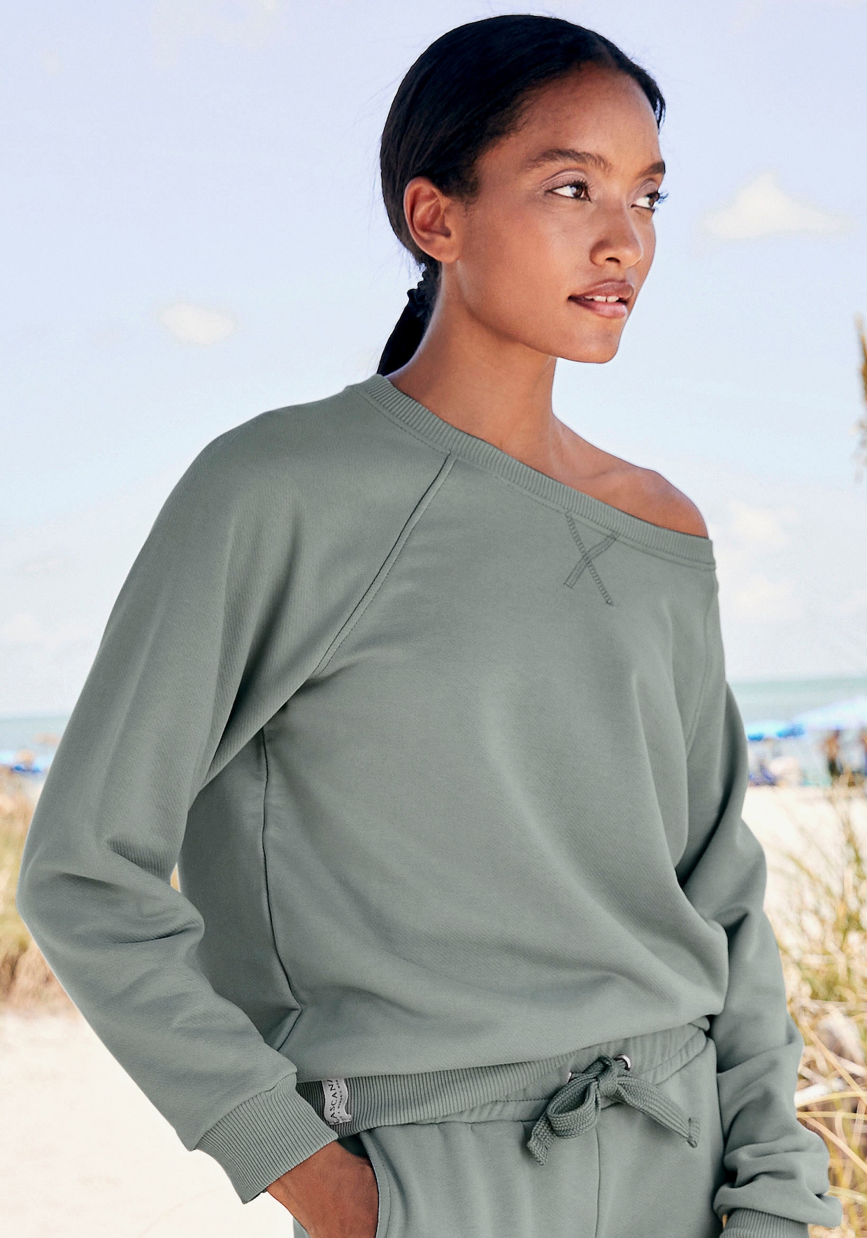 LASCANA Sweat-shirt - vert sauge