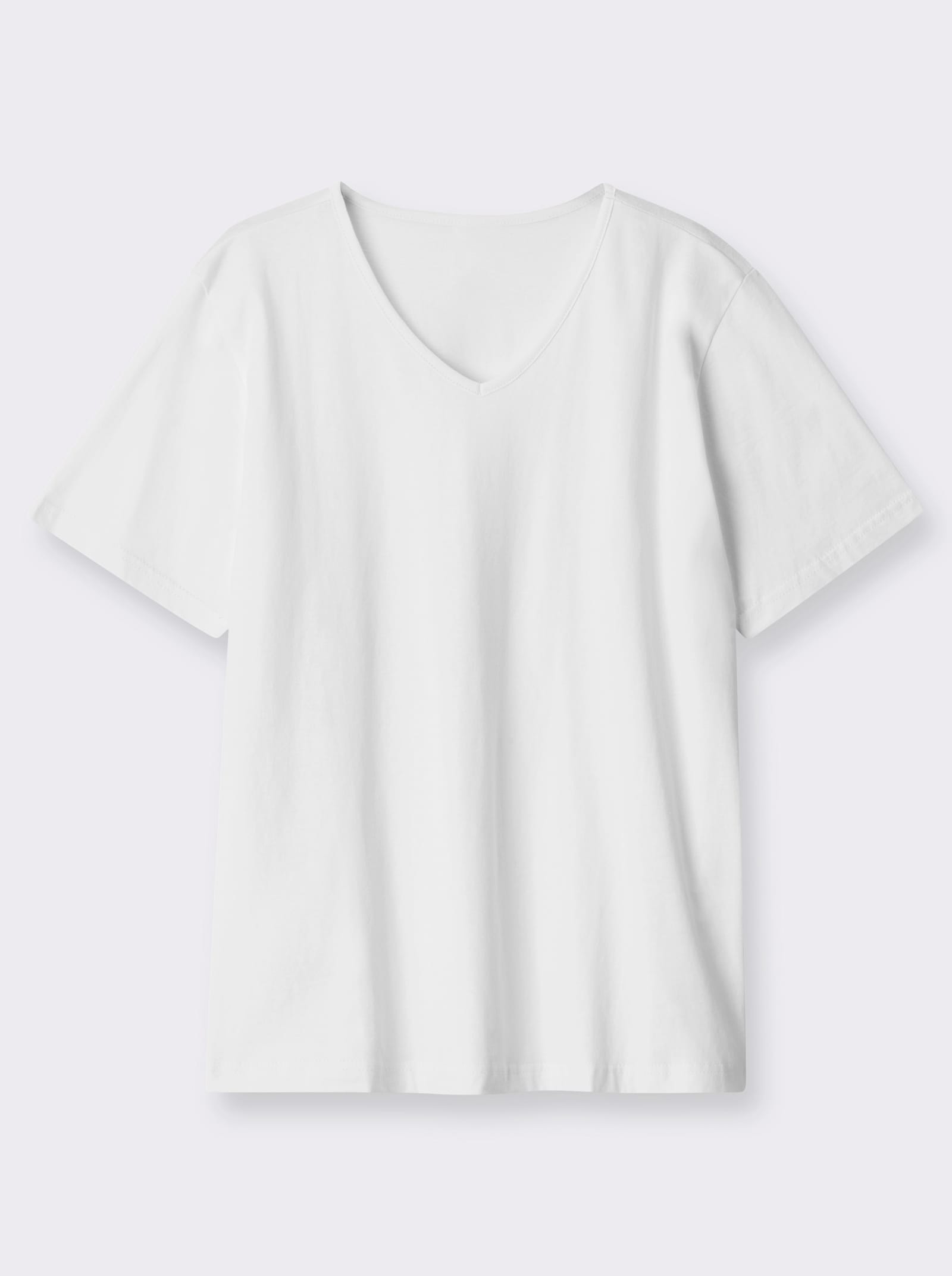 Kurzarmshirt mit V-Ausschnitt - weiß