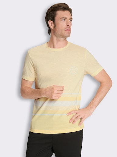 Kurzarmshirt mit garngefärbtem Muster - vanille