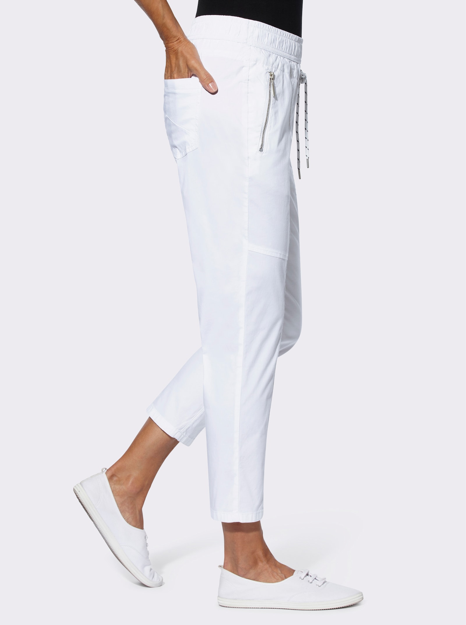 7/8-Hose mit Reißverschluss-Taschen - weiß