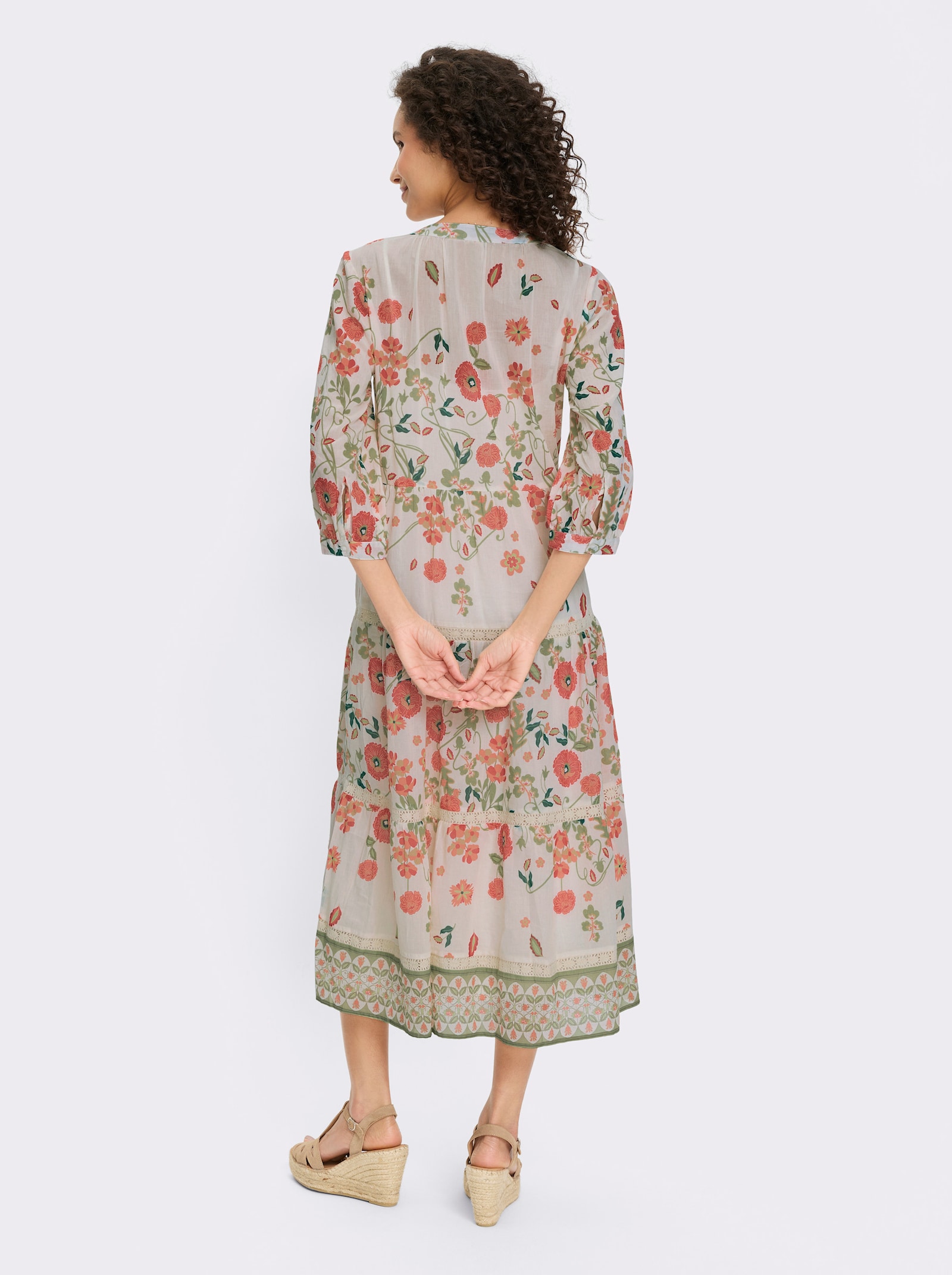 heine Robe imprimée avec fond de robe amovible - couleur ivoire-roseau imprimé